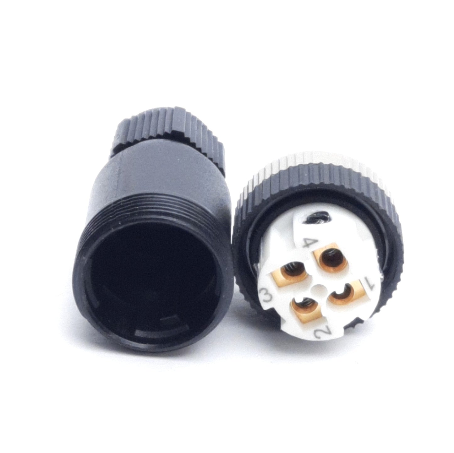 Used Lot of 2 Field Wireable Connectors, M12 4-Pin Male D-Coded, w/ Cable Grip