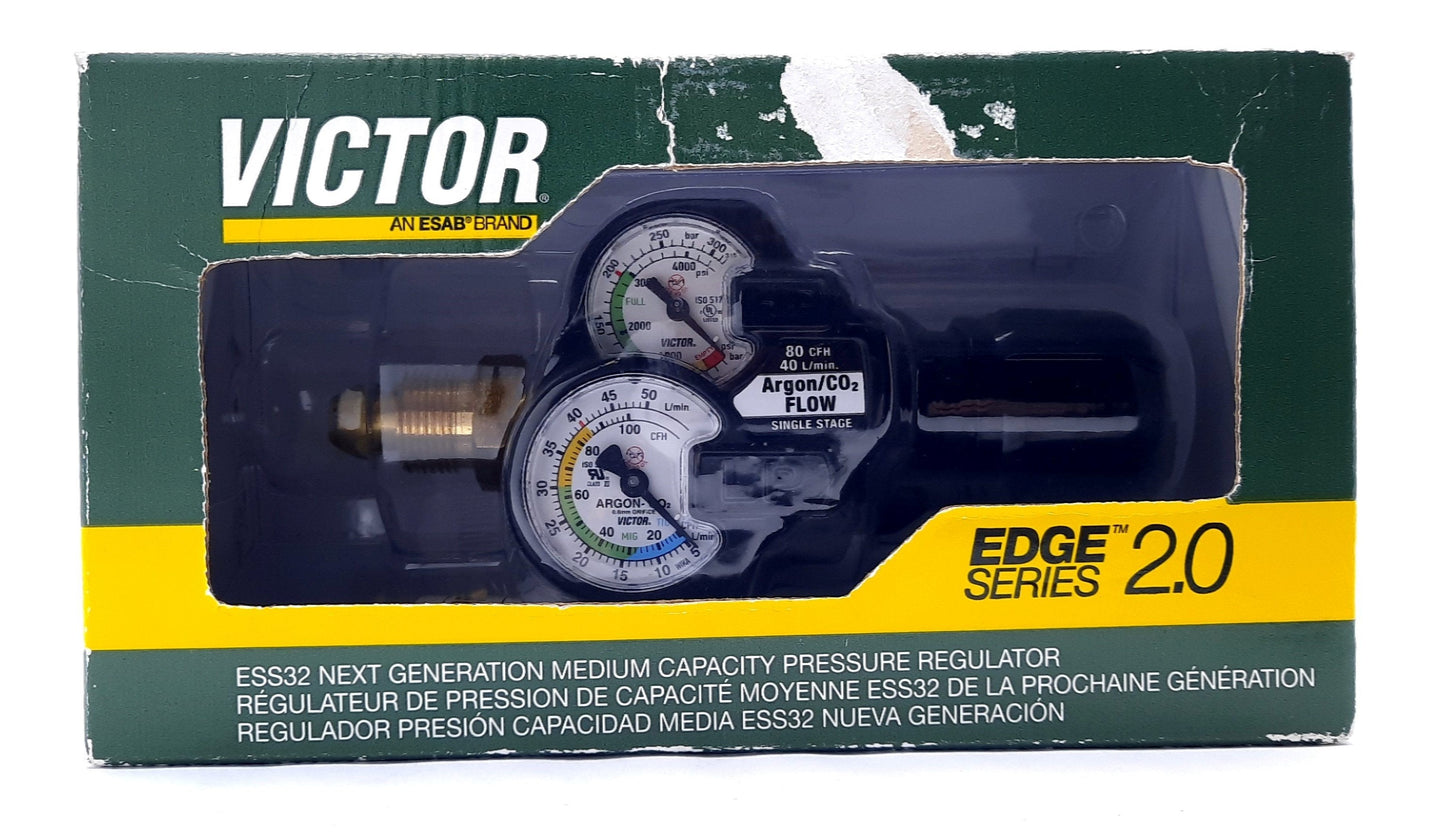 Used Victor ESS32-80CFH-580 EDGE 2.0 Argon Flowgauge Single Stage 0-80psi, 80cfh