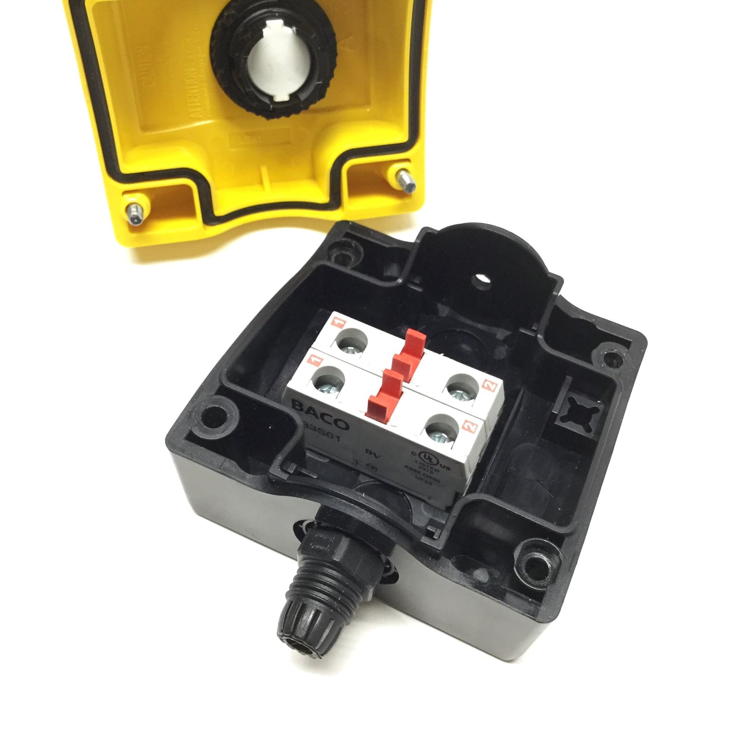 Used Baco LBX17302 Emergency E-Stop Enclosure w/ Maintained, Twist-Reset Switch 2NC