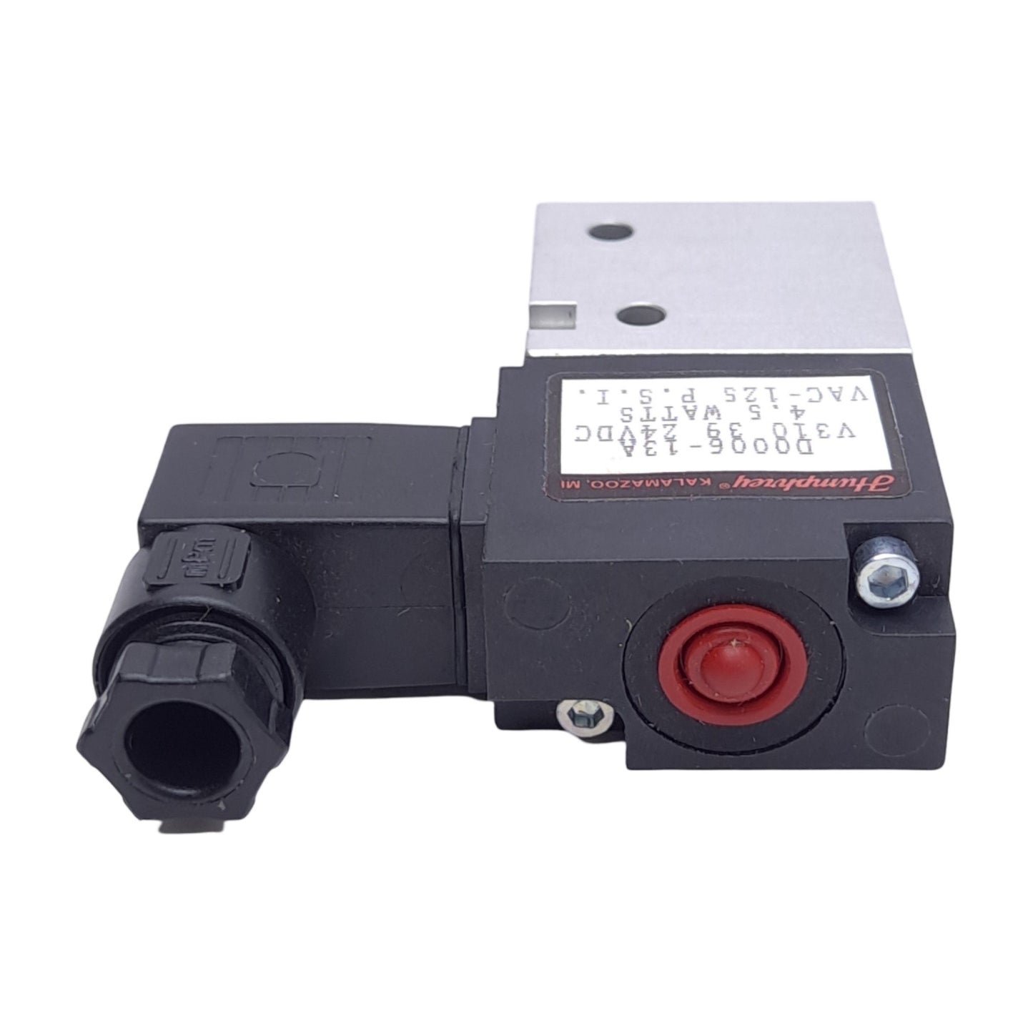 Used Humphrey V3103924VDC Solenoid Valve, 1/8" NPSF, Vacuum to 125psi, 24VDC Coil