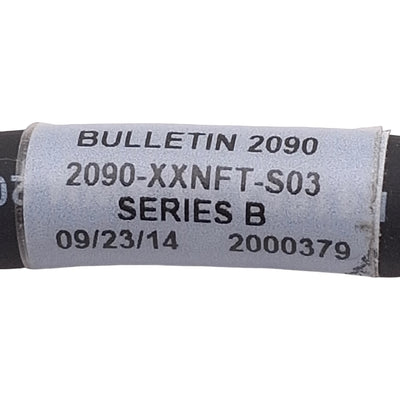 Used Allen Bradley 2090-XXNFT-S03 Kinetix Servo Motor Encoder Feedback Cable, 3m
