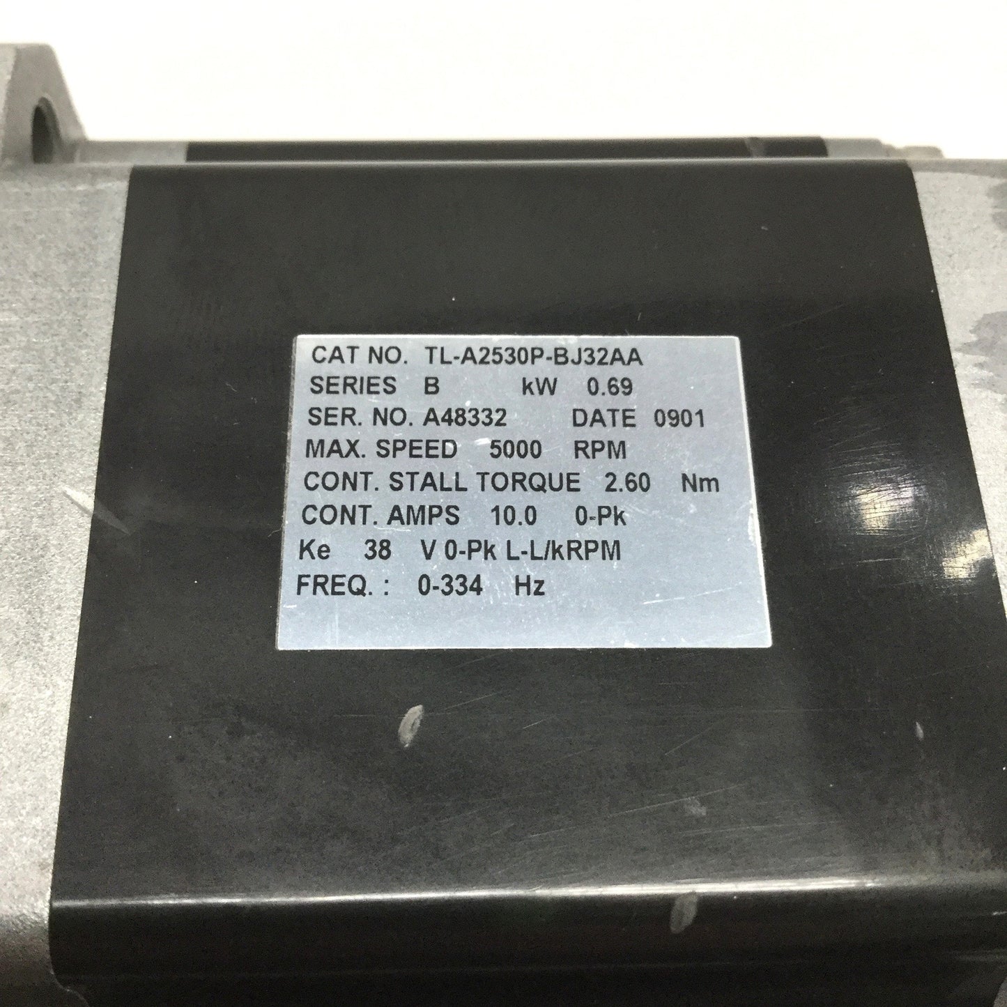 Used Allen Bradley TL-A2530P-BJ32AA Kinetix Servo Motor 230VAC 3PH, Absolute Encoder