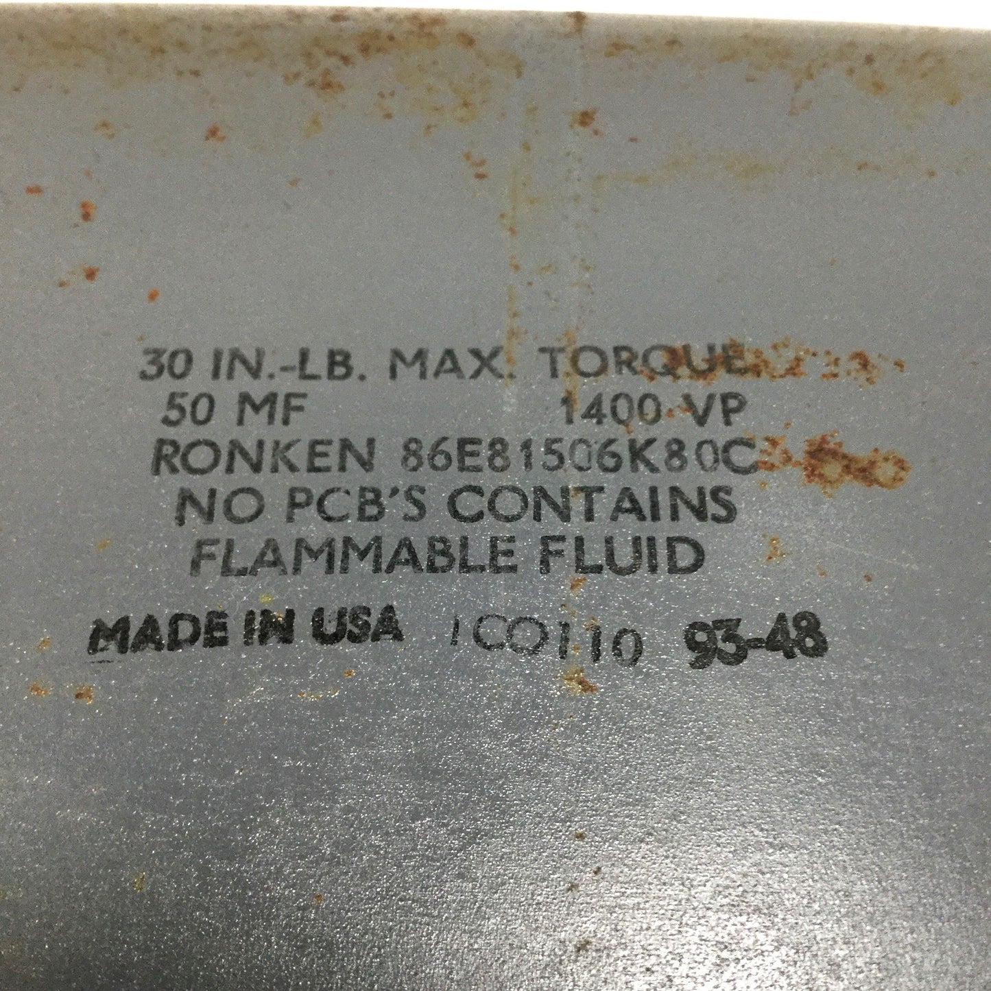 Used Ronken 86E81506K80 SCR Commutation Film Paper Capacitor 50MF 1400Vp 100A