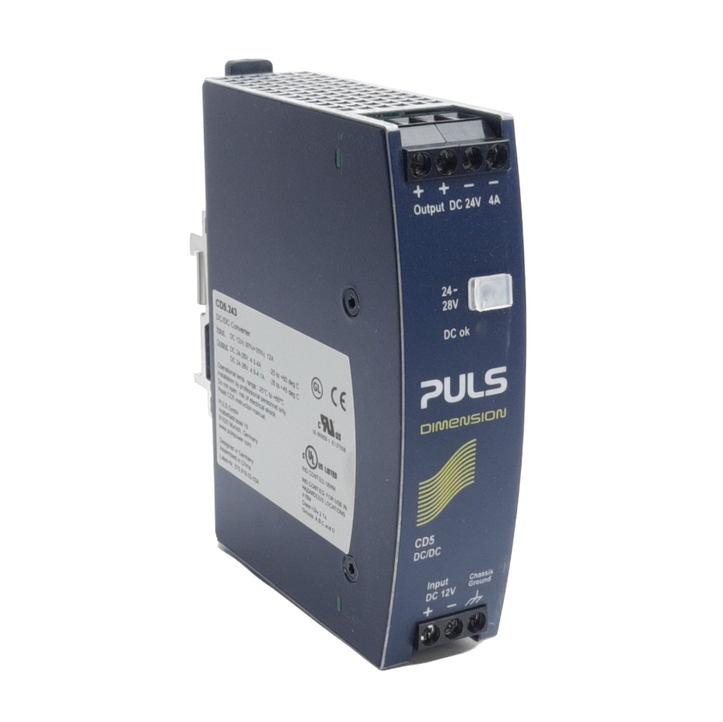 New Puls Power CD5.243 DC to DC Converter, In: 12VDC, Out: 24-28VDC 4A 96W