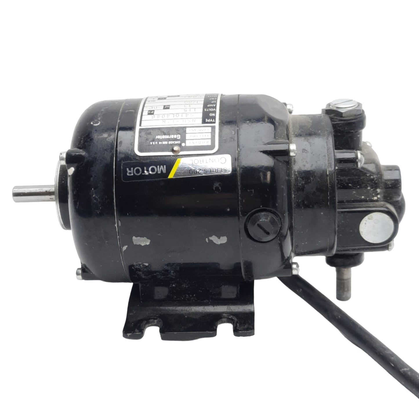 Used Bodine Electric NSH-12B Right Angle Gearmotor, 115V DC 0.33A, 6:1, 288RPM