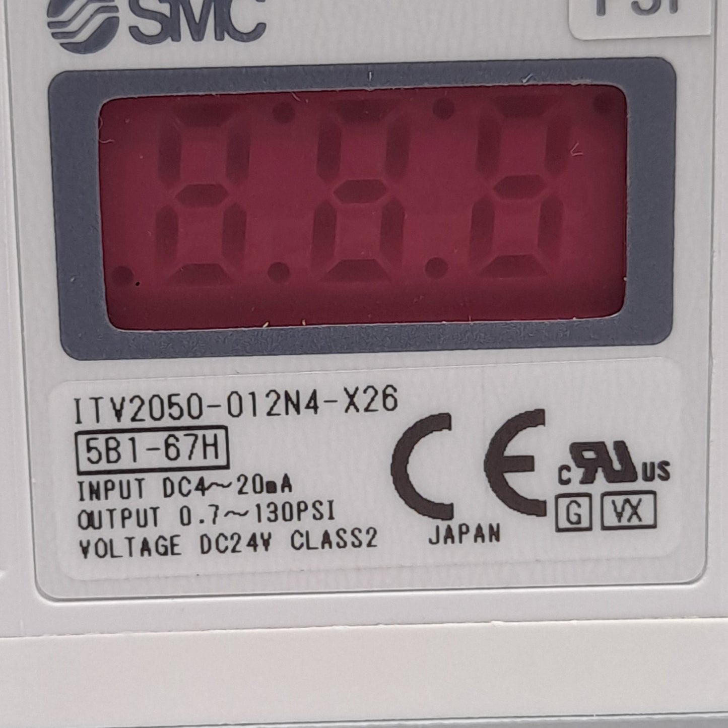 New SMC ITV2050-012N4-X26 Electro-Pneumatic Regulator, Rc 1/4", 0.7~130psi, 24VDC