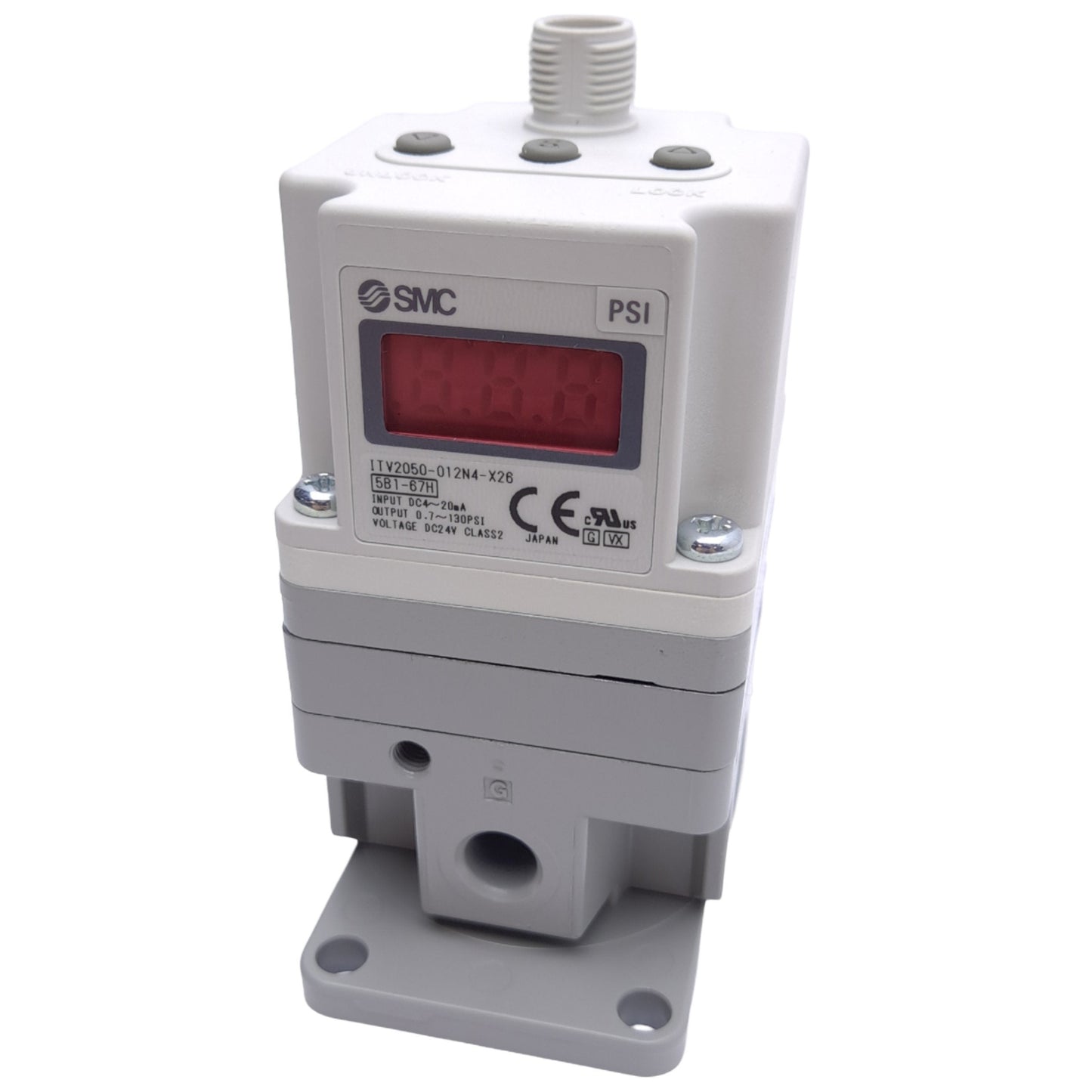 New SMC ITV2050-012N4-X26 Electro-Pneumatic Regulator, Rc 1/4", 0.7~130psi, 24VDC