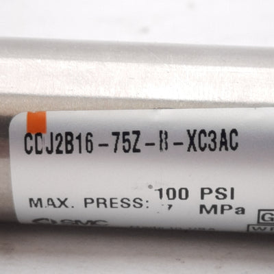 New SMC CDJ2B16-75Z-B-XC3AC Pneumatic Cylinder, ø16mm Bore, 75mm Stroke, 100PSI, M5