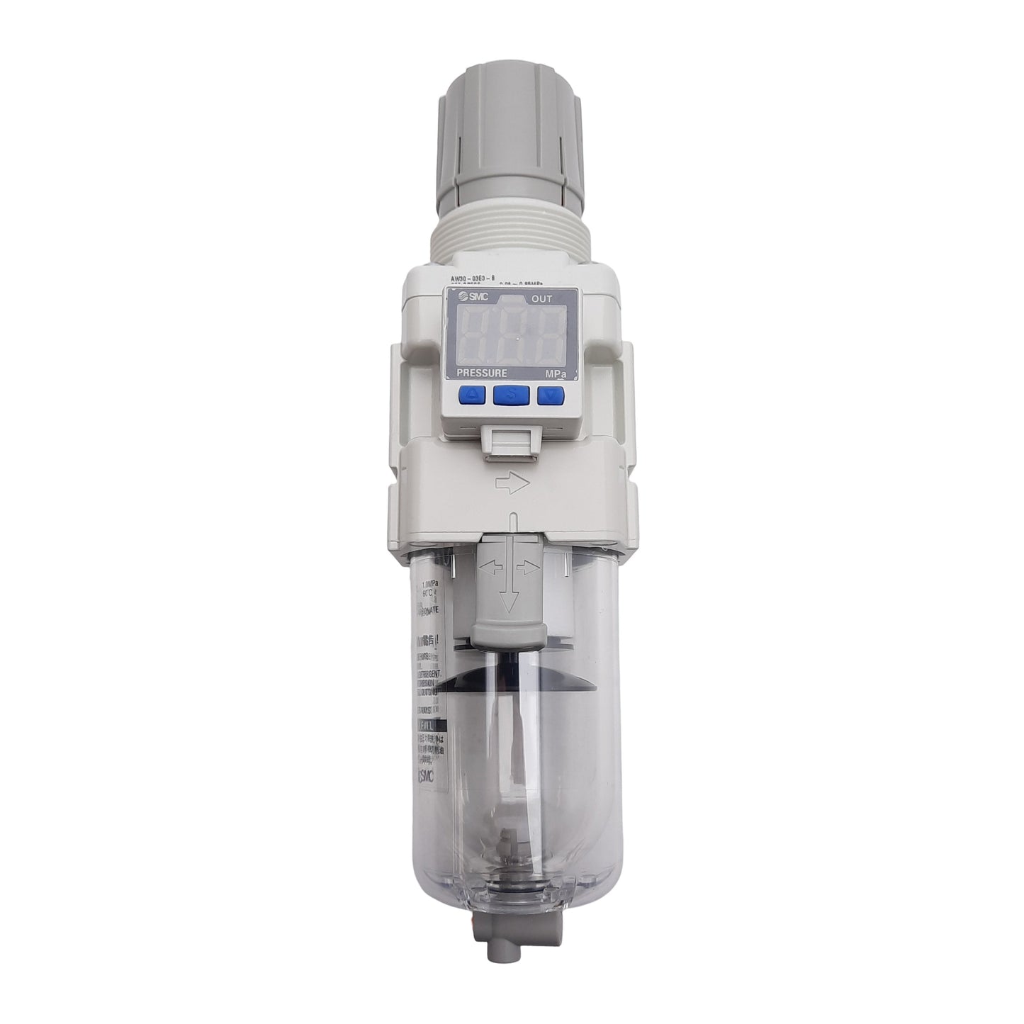 New SMC AW30-03BE3-B Filter Regulator, 5µm, 0.05-0.85MPa Set, Rc 3/8in, 12-24VDC