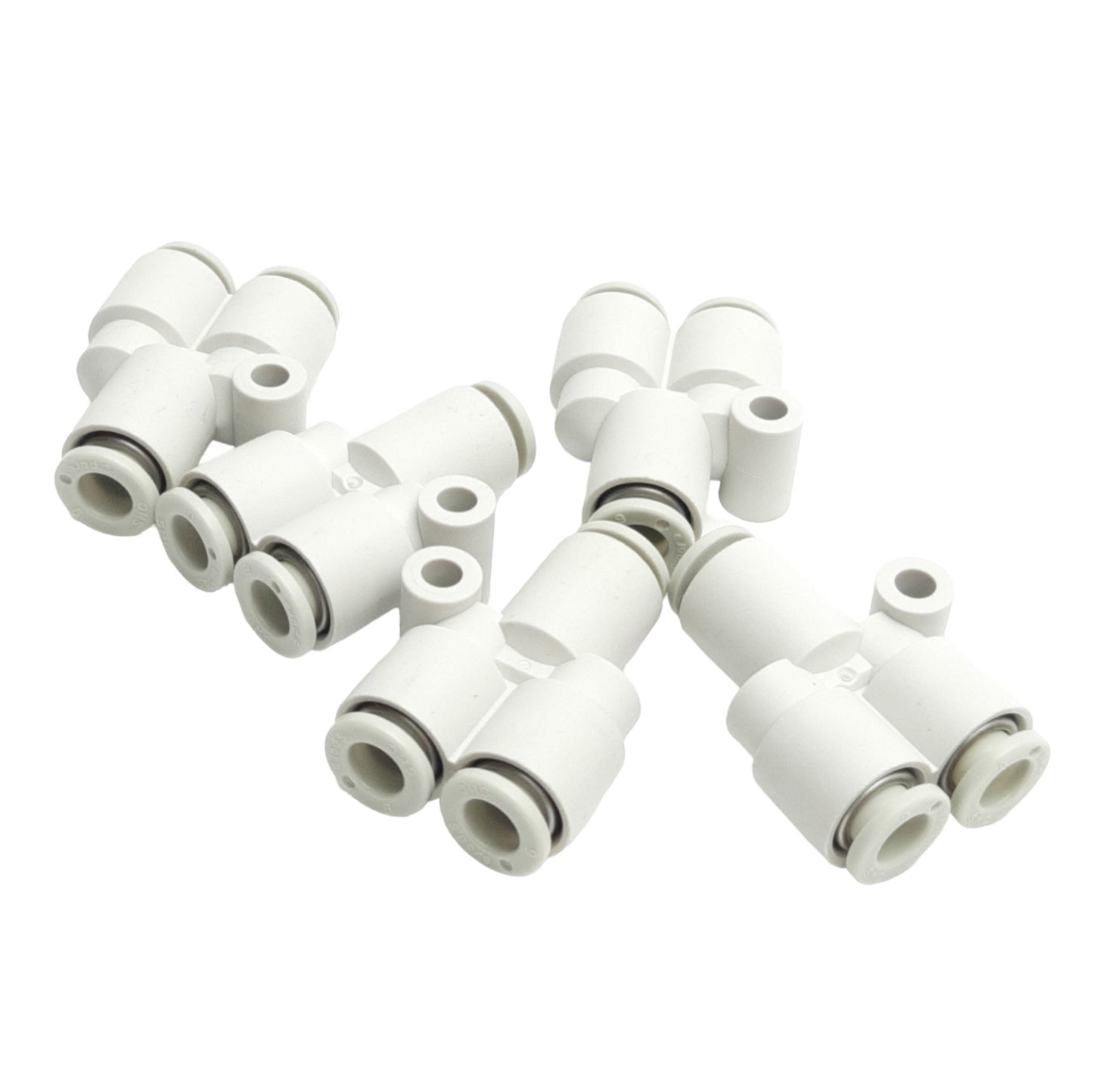 New Lot of 5 SMC KQ2U06-00A Pneumatic Y Union Fittings, 6mm OD P2C Tube Connector