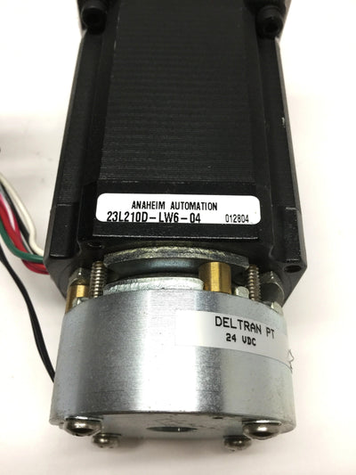 Used Anaheim 23L210D-LW6-04 Stepper Motor 1.8°, 6-Wire, NEMA 23 w/5:1 Gearbox & Brake