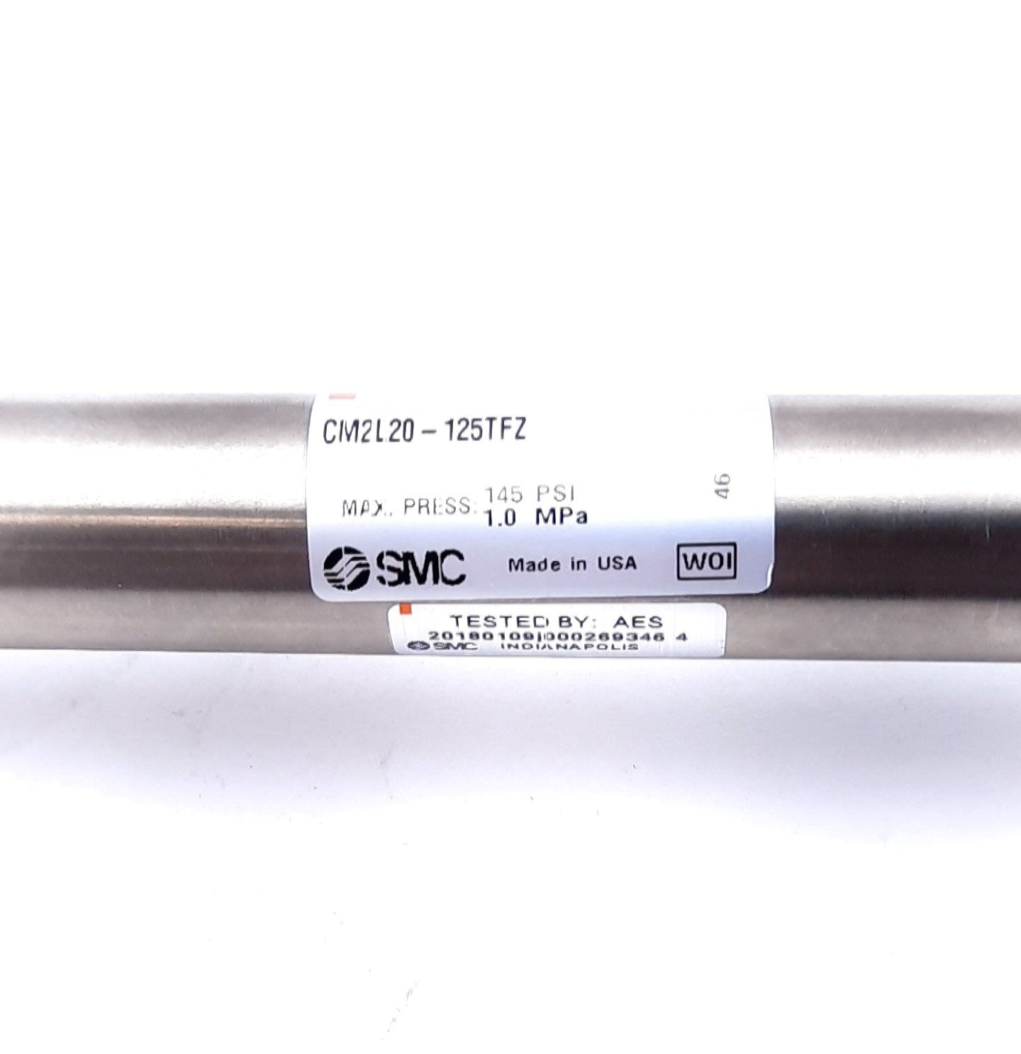 New SMC CM2L20-125TFZ Round Body Cylinder 20mm Bore, 125mm Stroke, 145PSI