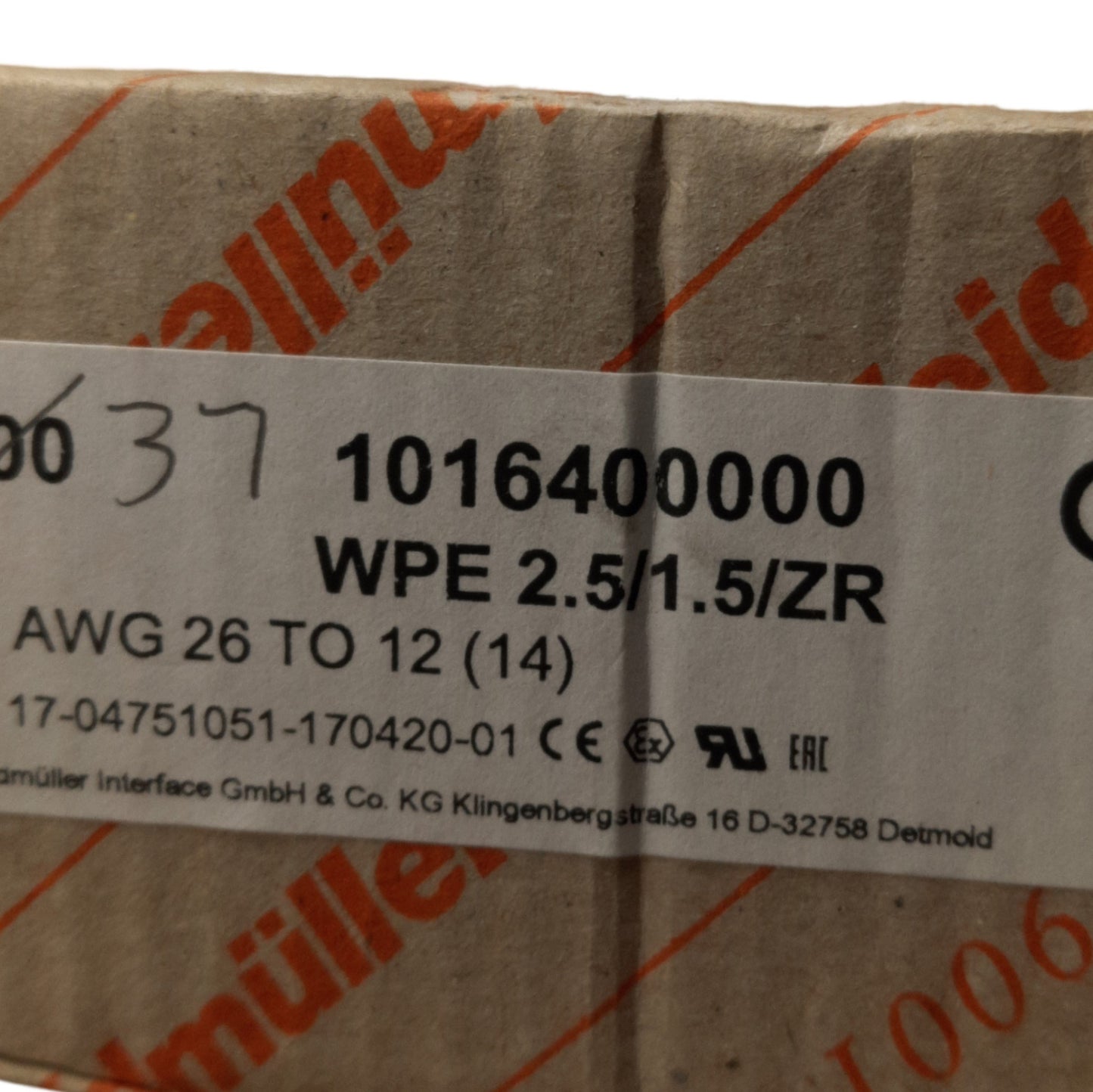 New Lot of 5 Weidmuller 1016400000 Ground/PE Terminal Blocks 1-Connection, 1-Level