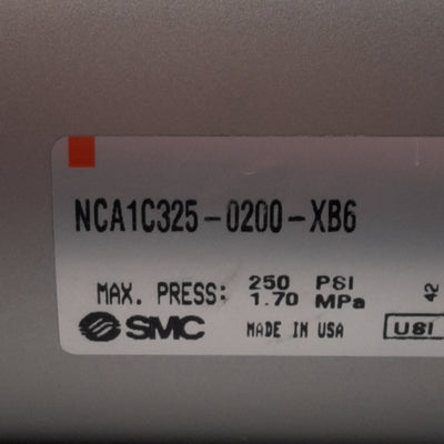 New SMC NCA1C325-0200-XB6 Heat Resistant Cylinder, ø3.25in Bore, 2in Stroke, 300°F