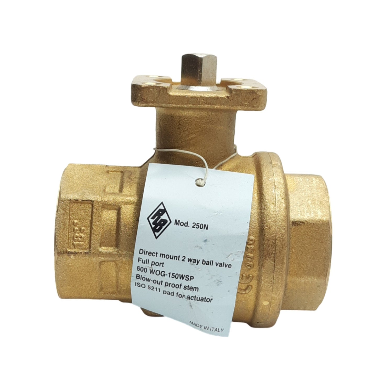 New Bonomi 250N 2-Way Ball Valve, 600Psi WOG, 1-1/2in FNPT, 1.97 F05 ISO5211 Stem