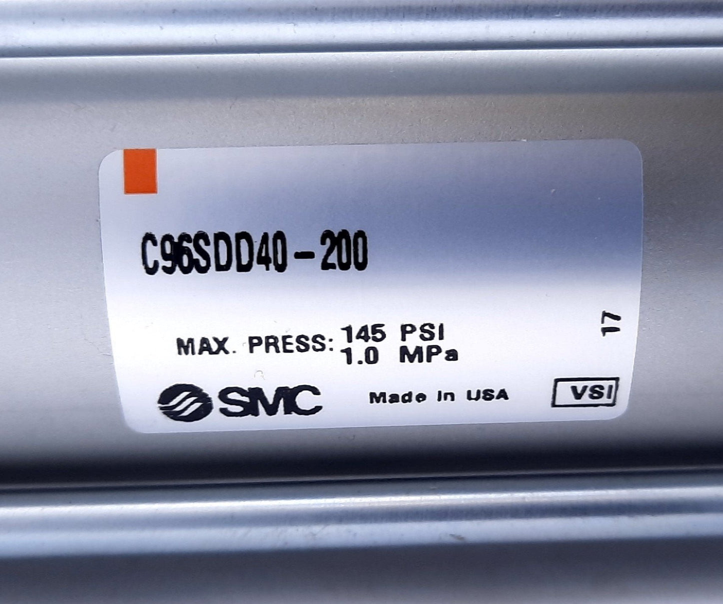 New SMC C96SDD40-200 Air Cylinder Double Clevis 40mm Bore, 200mm Stroke, 145Psi