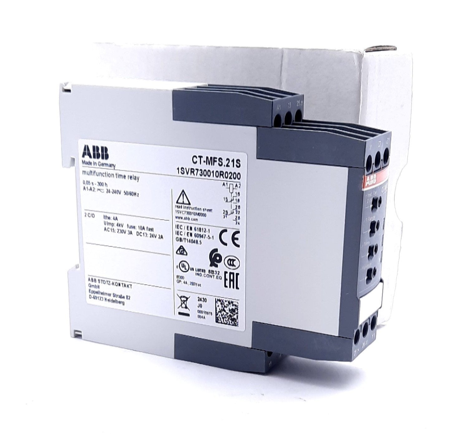 New ABB CT-MFS.21S Electronic Timer W/ 2 C/O Contacts 24-240VAC/VDC, 1mA, 20ms