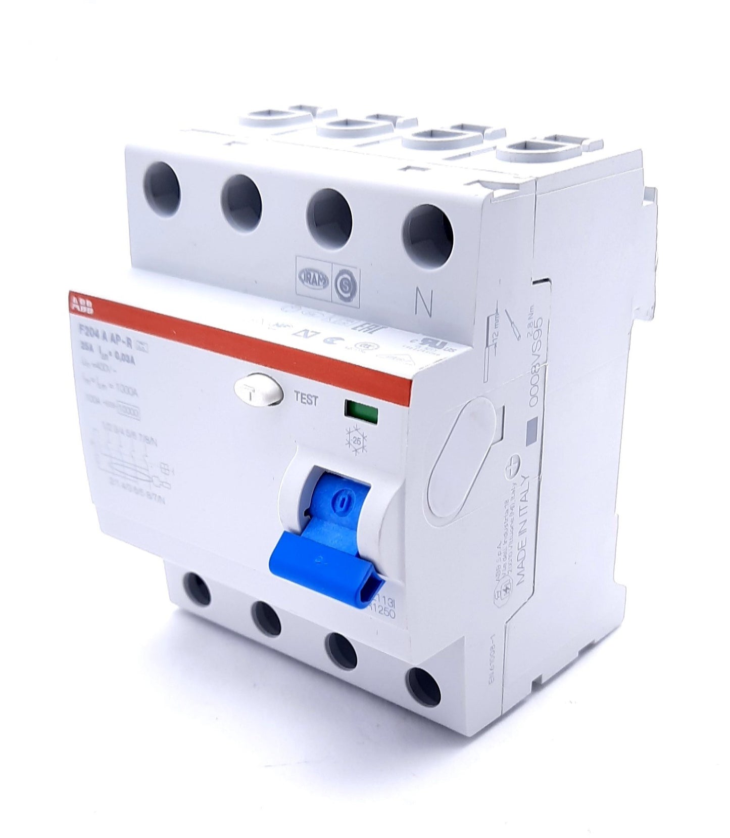 New ABB F204 A-25/0.03 AP-R Residual Current Circuit Breaker 4 Pole 400VAC 25A 30mA