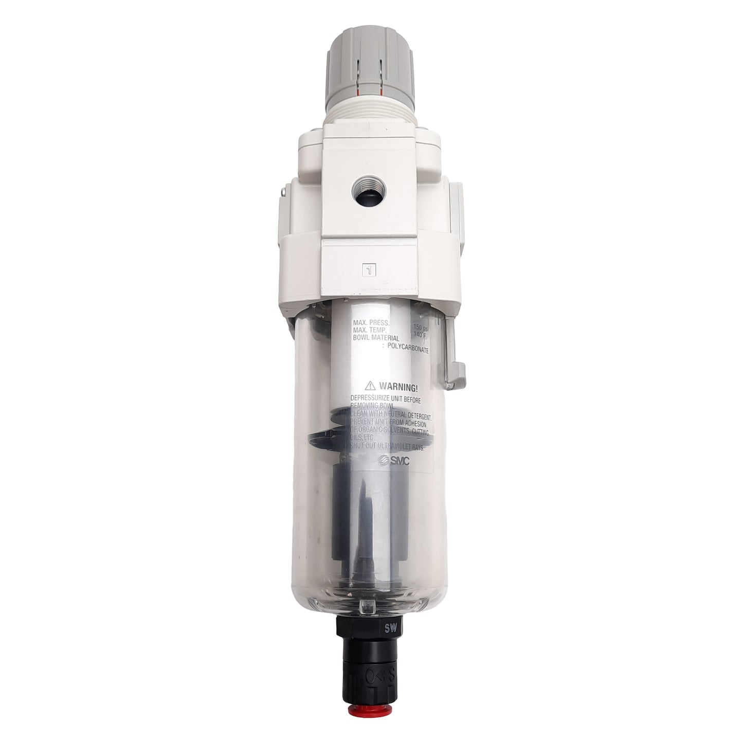 New SMC AW40-N02DE-Z-B Filter Regulator, 5µm Filtration, 7-125PSI Set, NPT 1/4in