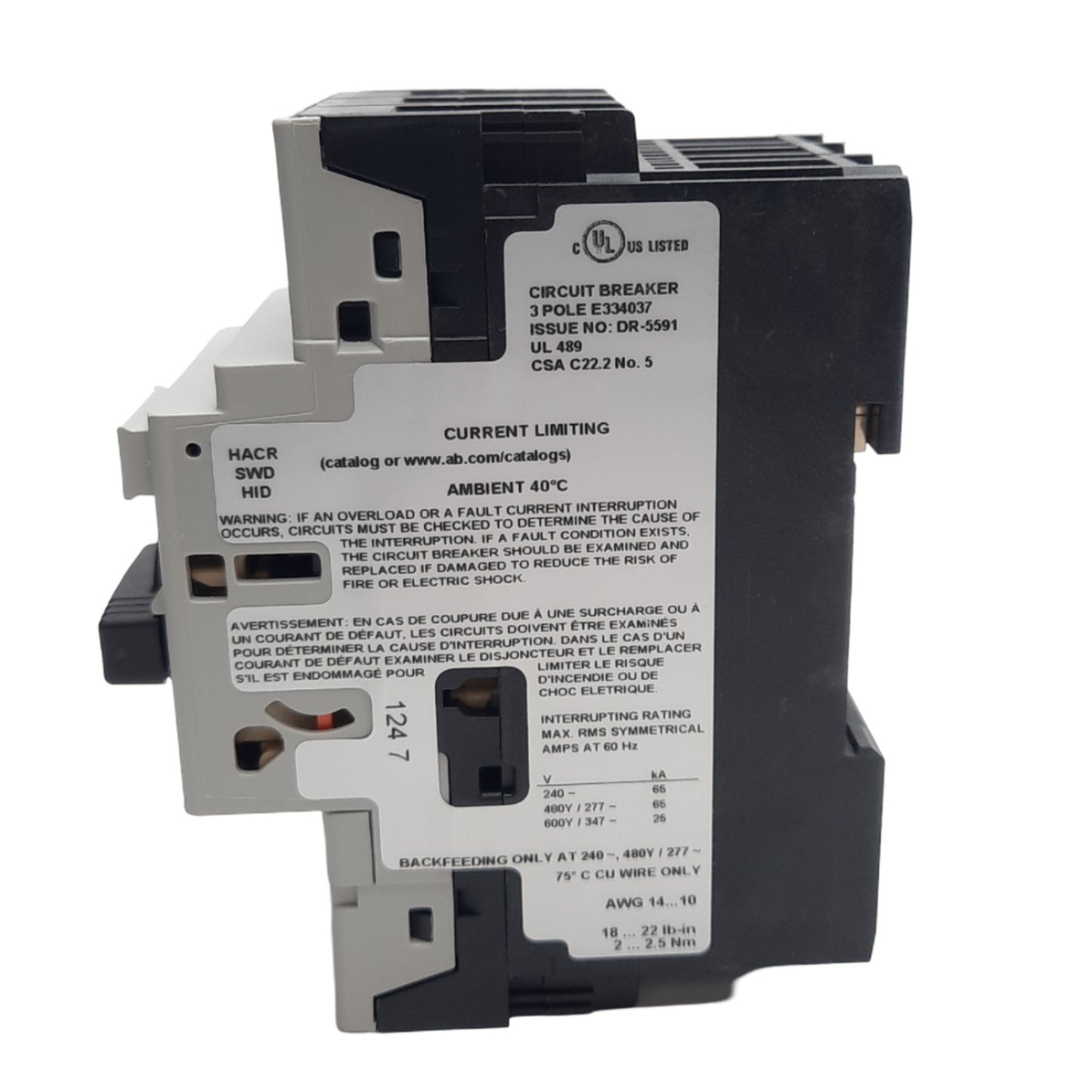 New Allen Bradley 140U-D6D3-C20 Circuit Breaker, 3-P, 600Y/347VAC 20A, D-Frame