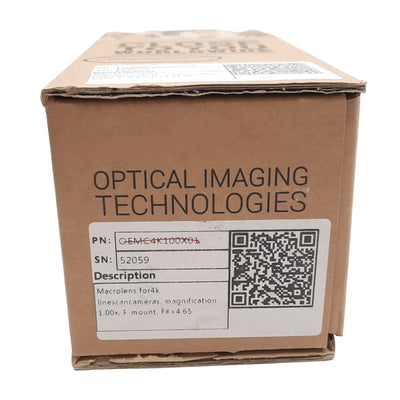 New Opto Engineering MC4K100X-F Macro Lens, 4k Line APCS-C Sensor, 1.000X, F-Mount