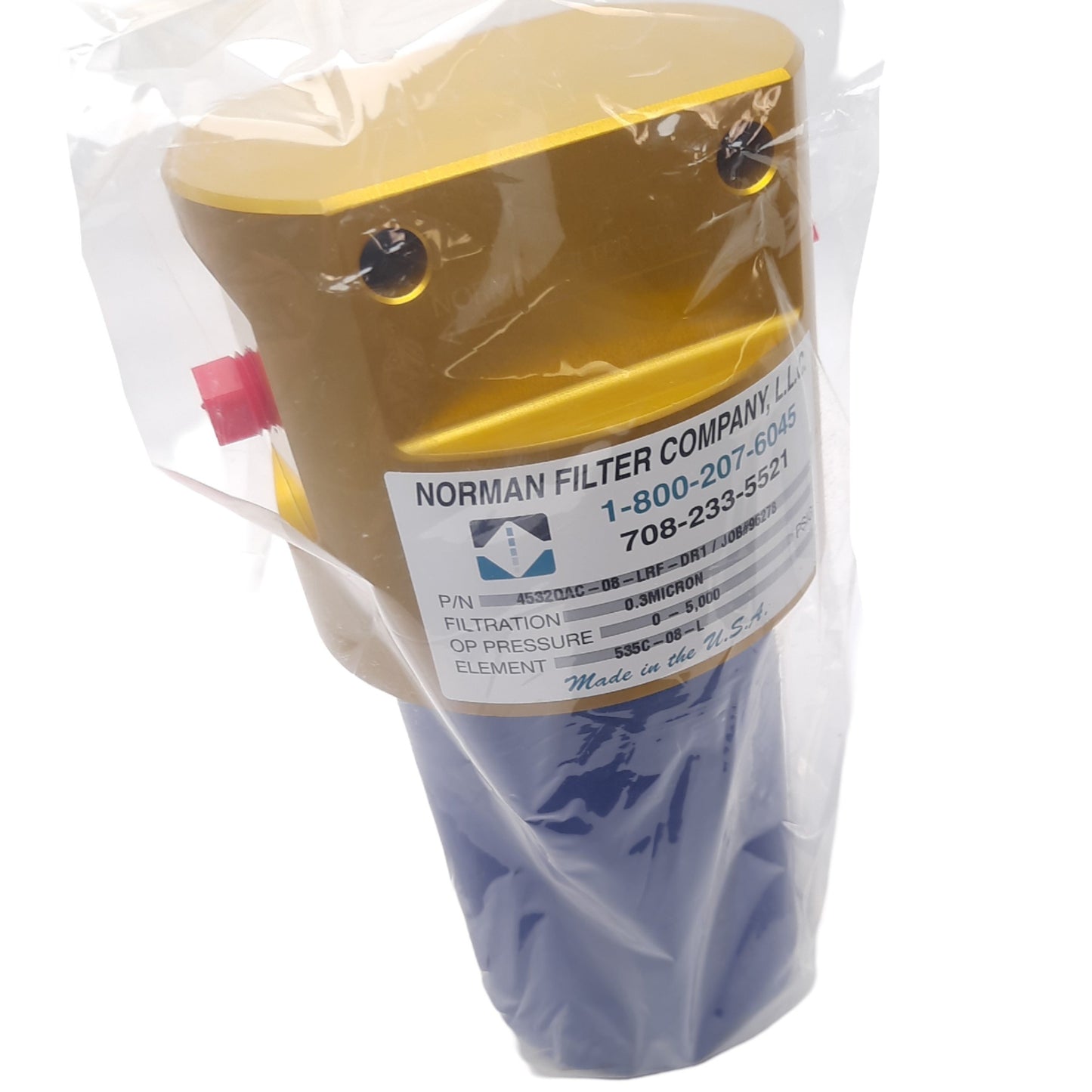 New Norman Filter 4532QAC-08-LRF-DR1 High Pressure Filter, 5000PSI, 0.3µm, 1/4in FPT