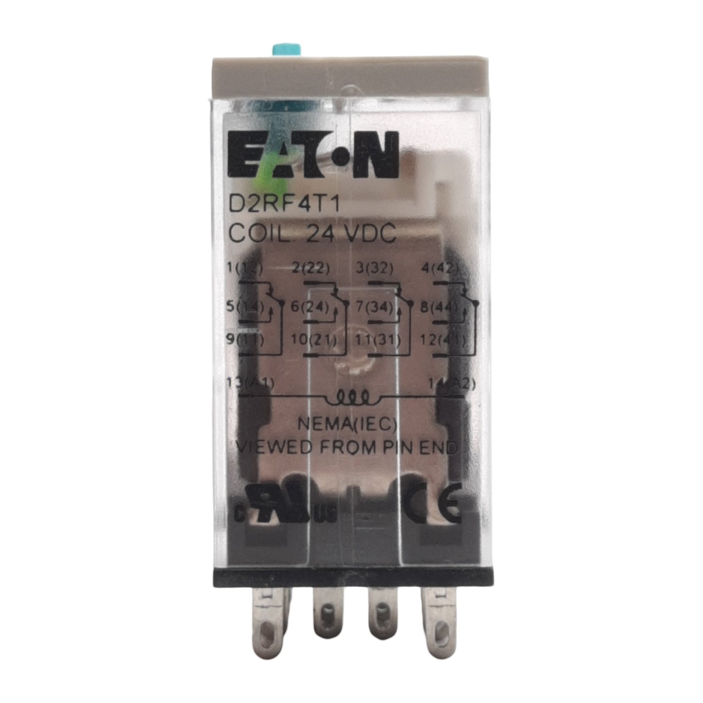 New Eaton D2RF4T1 Ice Cube Control Relay, 4PDT, 6A 120/277VAC/28VDC, 24VDC Coil