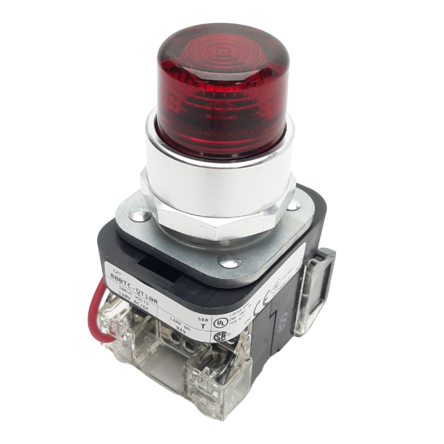 New Allen Bradley 800TC-QT10R Push/Test Pilot Light, 30mm, Red, 120VAC/DC, 1 NO 1 NC