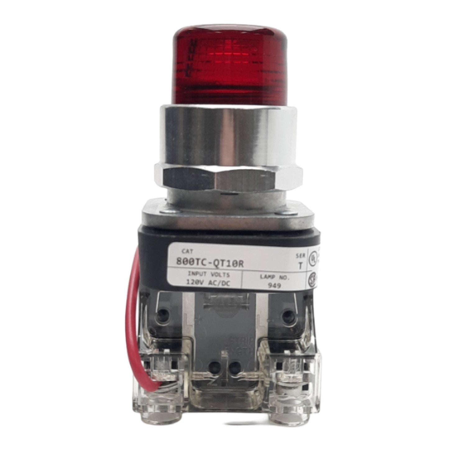 New Allen Bradley 800TC-QT10R Push/Test Pilot Light, 30mm, Red, 120VAC/DC, 1 NO 1 NC