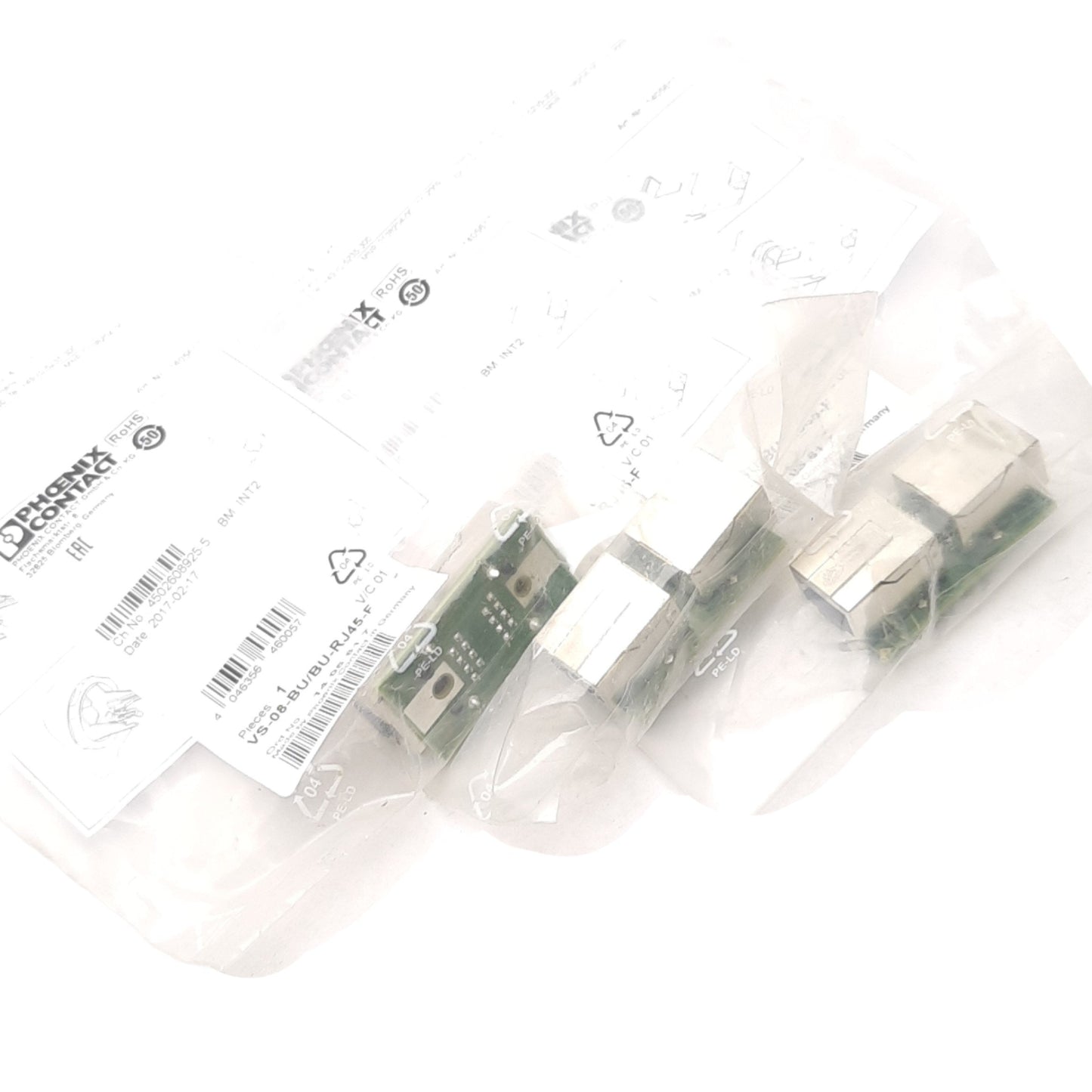 New Lot of 3 Phoenix Contact 1405617 RJ45 Female Coupling, 72VDC 1.5A, 1Gbps, VS-08