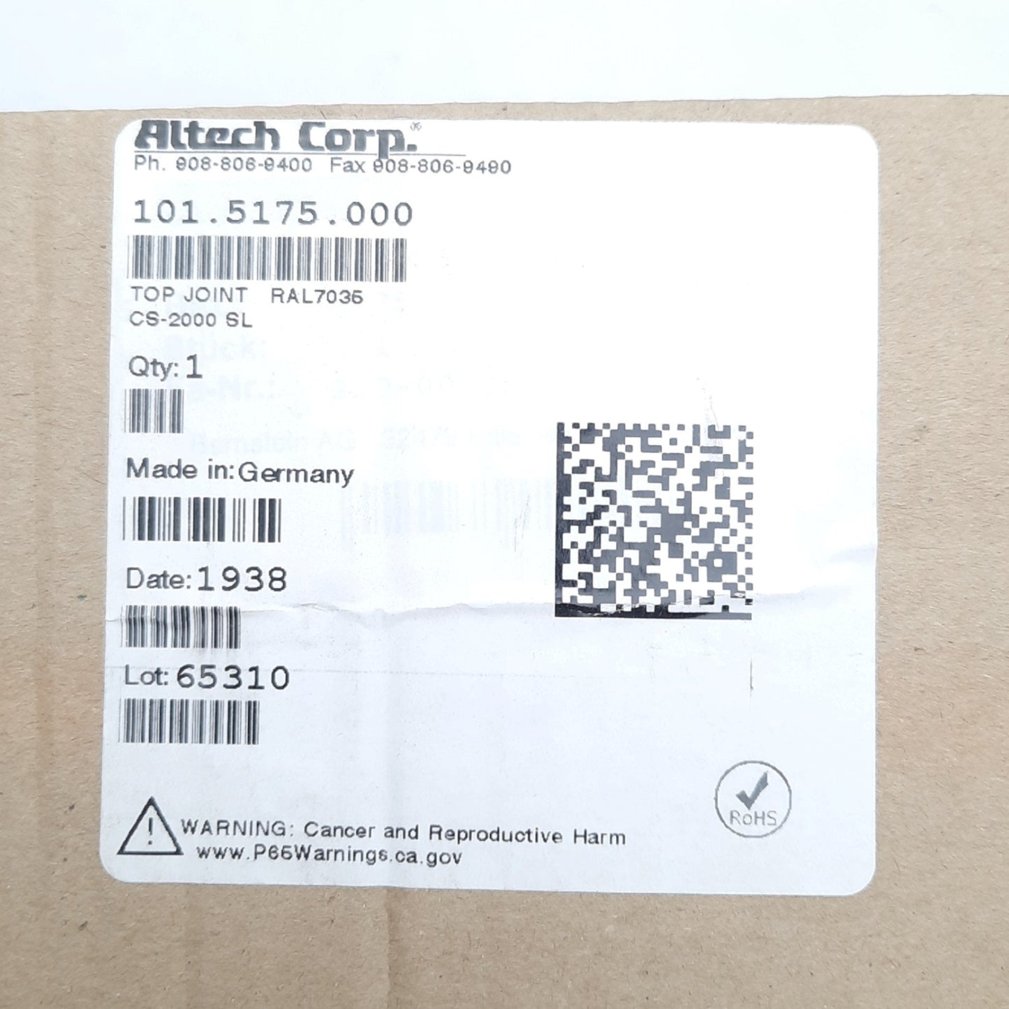 New Altech 101.5175.000 Top Joint, Aluminum body, 300°, ø40mm, for CS-2000 SL