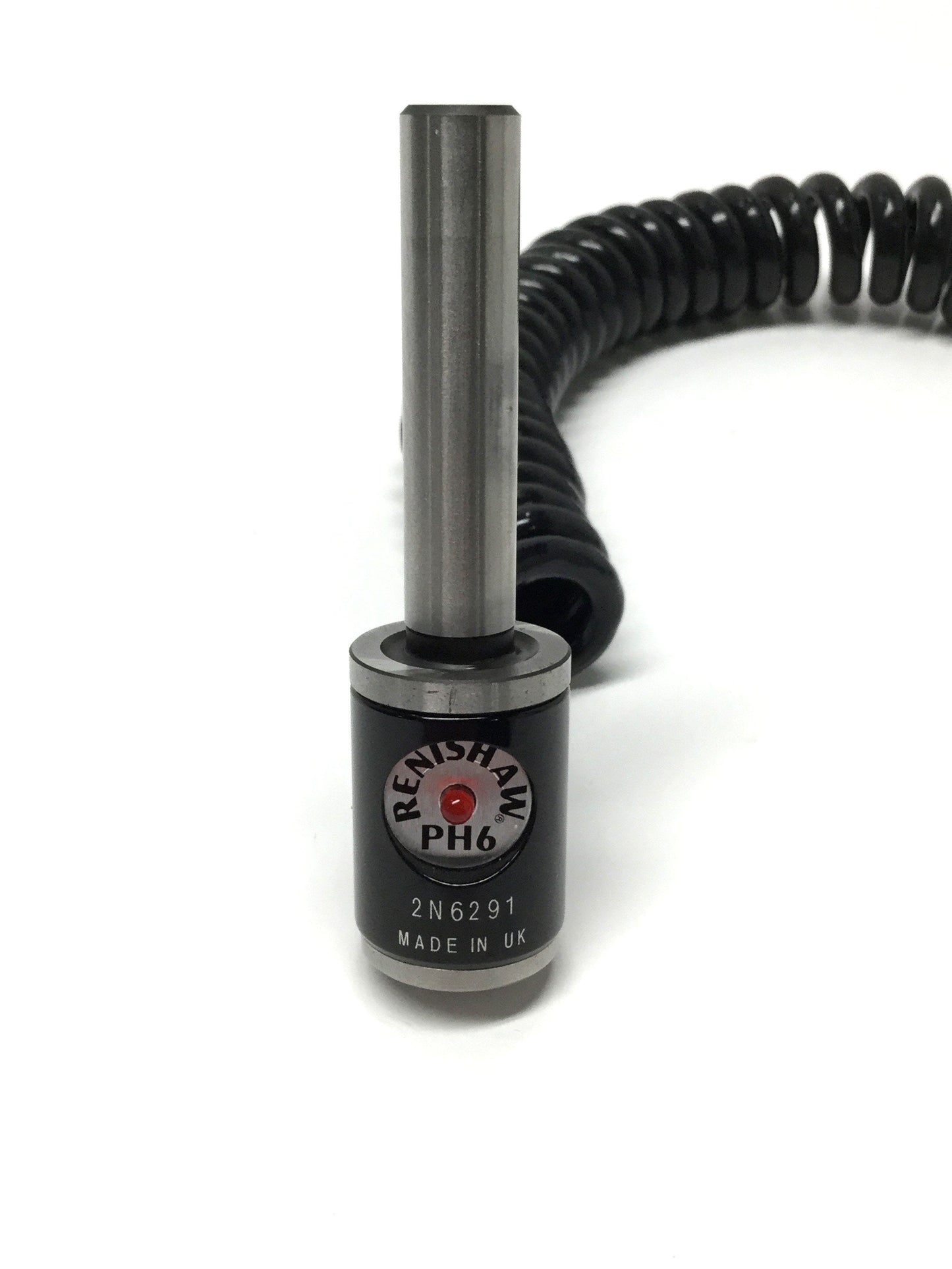Used Renishaw PH6 Fixed CMM Vertical Probe Head, 12-28" Coiled Cable, 5-Pin DIN, M8