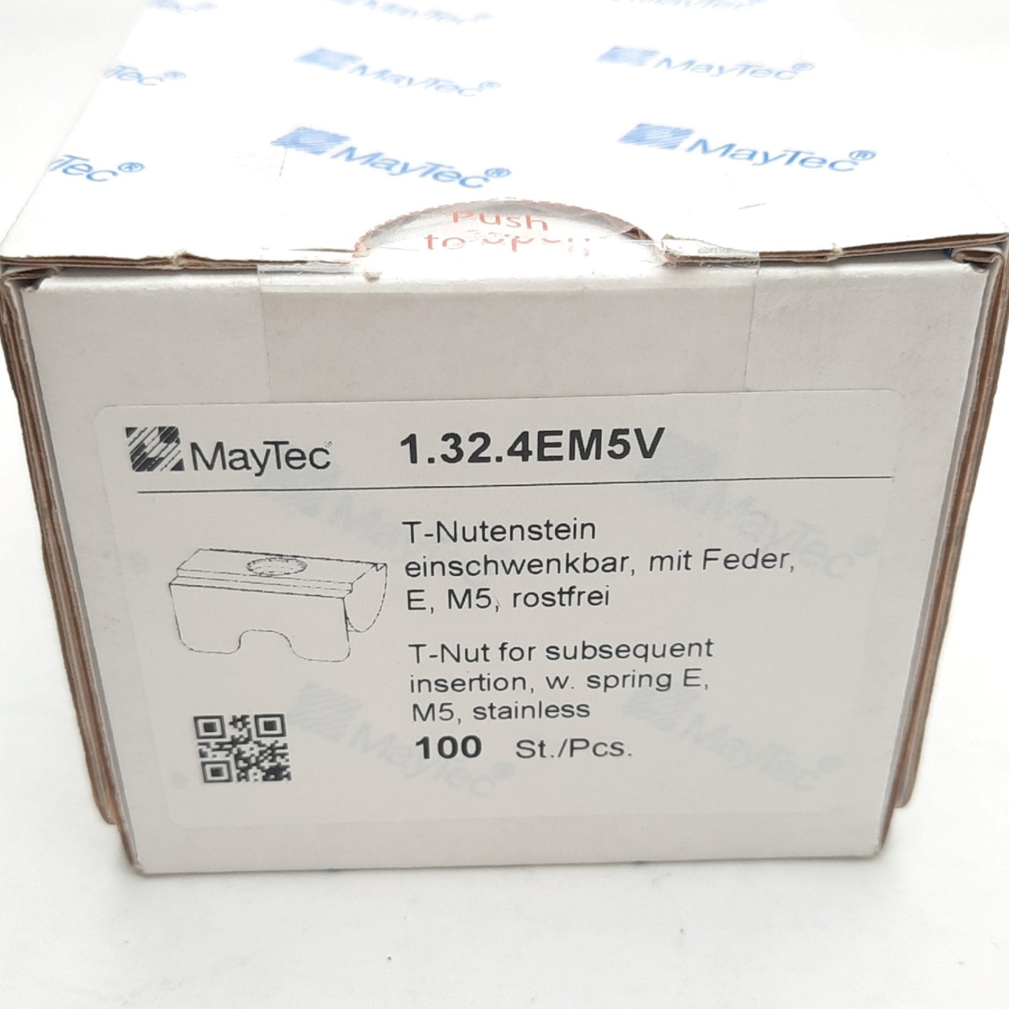 New Lot of 20 Maytec 1.32.4EM5V Sub Insertion T-Nuts w/ Spring, M5 Thread, E-Slot
