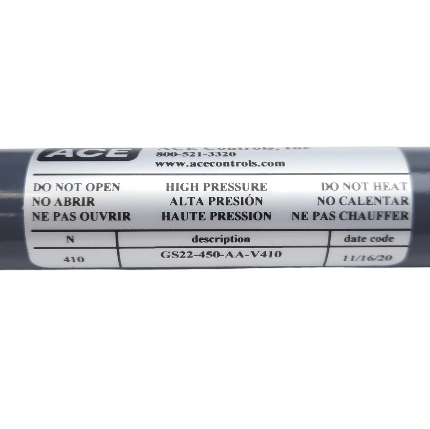 New Ace Controls GS22-450-AA-V410 Shock Absorber, 410N 450mm Stroke, ø5/16in Eye