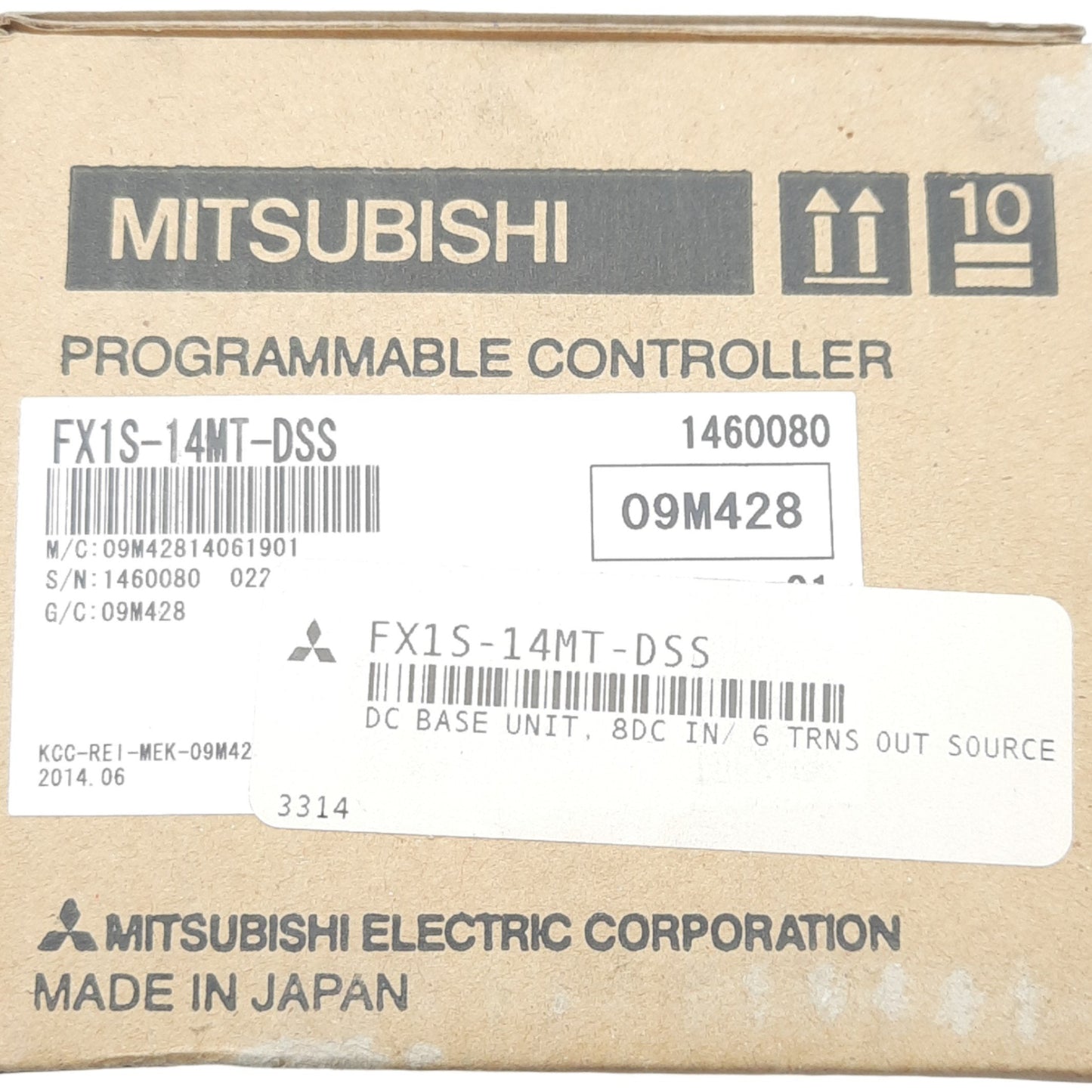 New Mitsubishi FX1S-14MT-DSS PLC I/O Unit, 24VDC, 8 In, 6 Out, Source, DIN Rail
