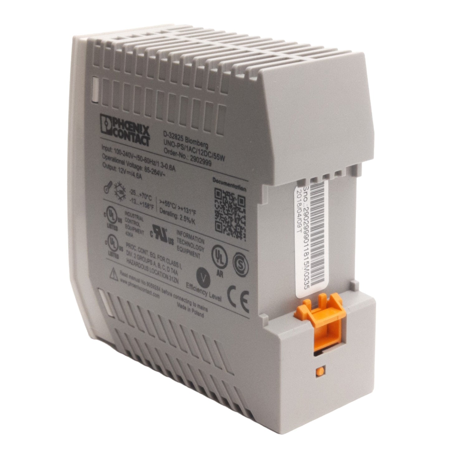 New Phoenix Contact UNO-PS/1AC/12DC/55W 2902999 Power Supply 100-240VAC In 12VDC Out