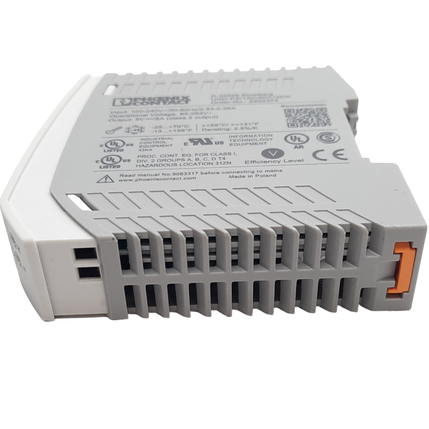 New Phoenix Contact UNO-PS/1AC/5DC/25W 2904374 PSU, 100-240 VAC In, 5 VDC Out, 25W