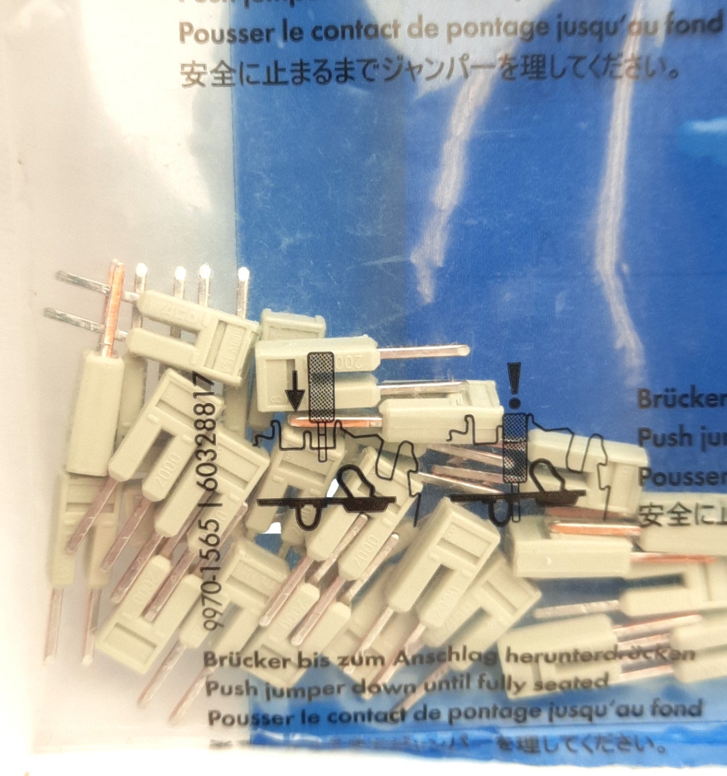 New Lot of 100 Wago 2000-402 Push-In Jumper Bars, 2-Position, 14A, 5.9mm x 4.1mm