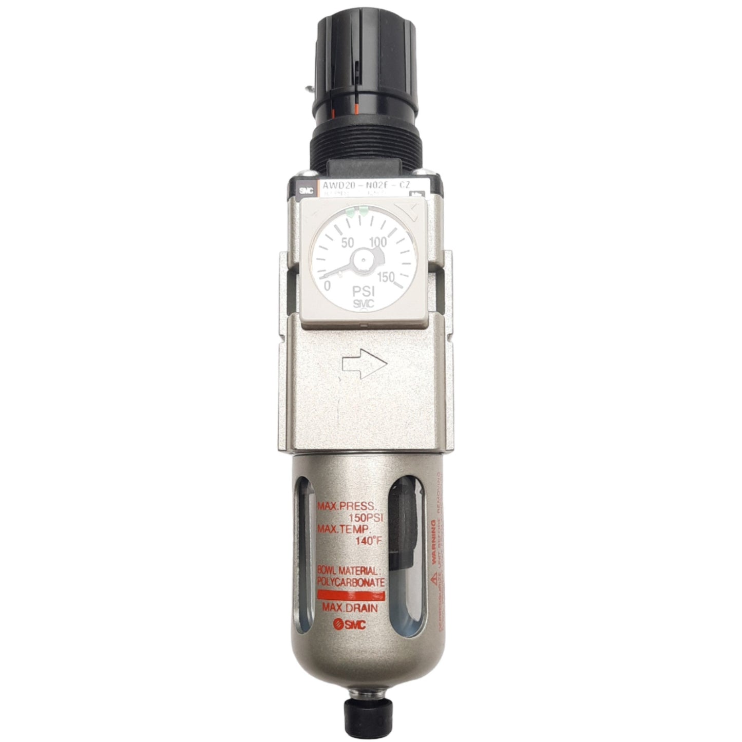 New SMC AWD20-N02E-CZ Regulator, 1/4in NPT, Float Auto Drain NC, 0.05-0.85MPa Set
