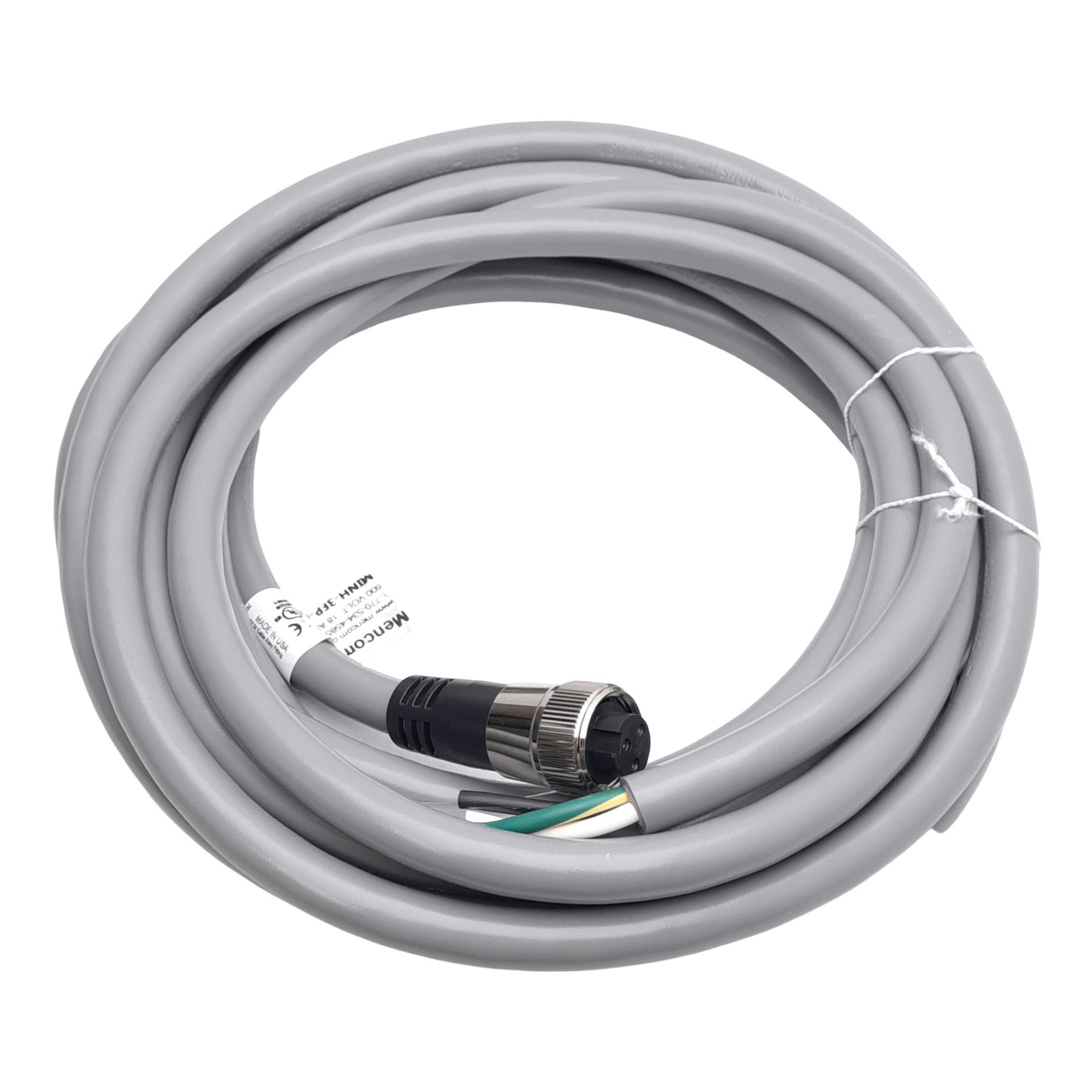 New Mencom MINH-3FP-6M Cordset, 3-Pin 7/8-16UN2 Female to Flying Leads, 600V 18A, 6m