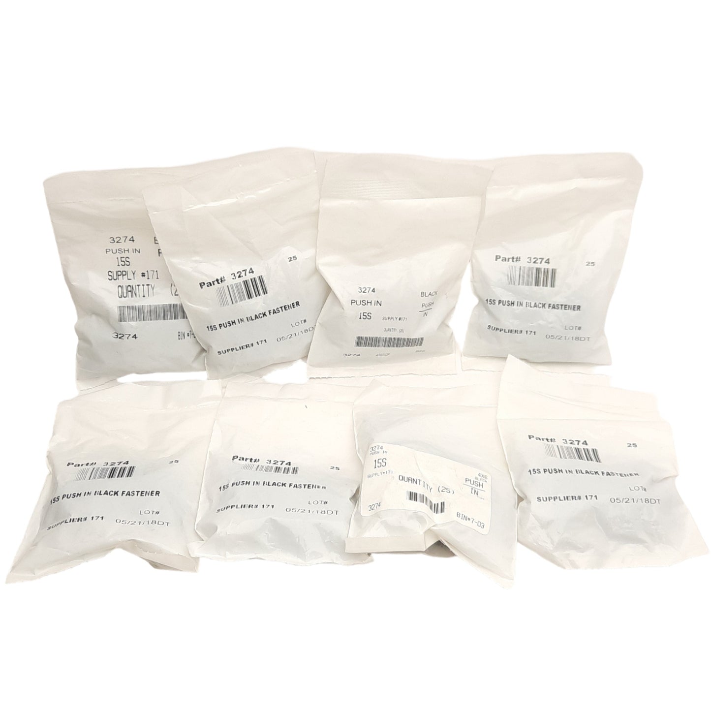 New Lot of 200 80/20 3274 Push-In Fasteners, 15 Series, ø0.300 x 0.895in