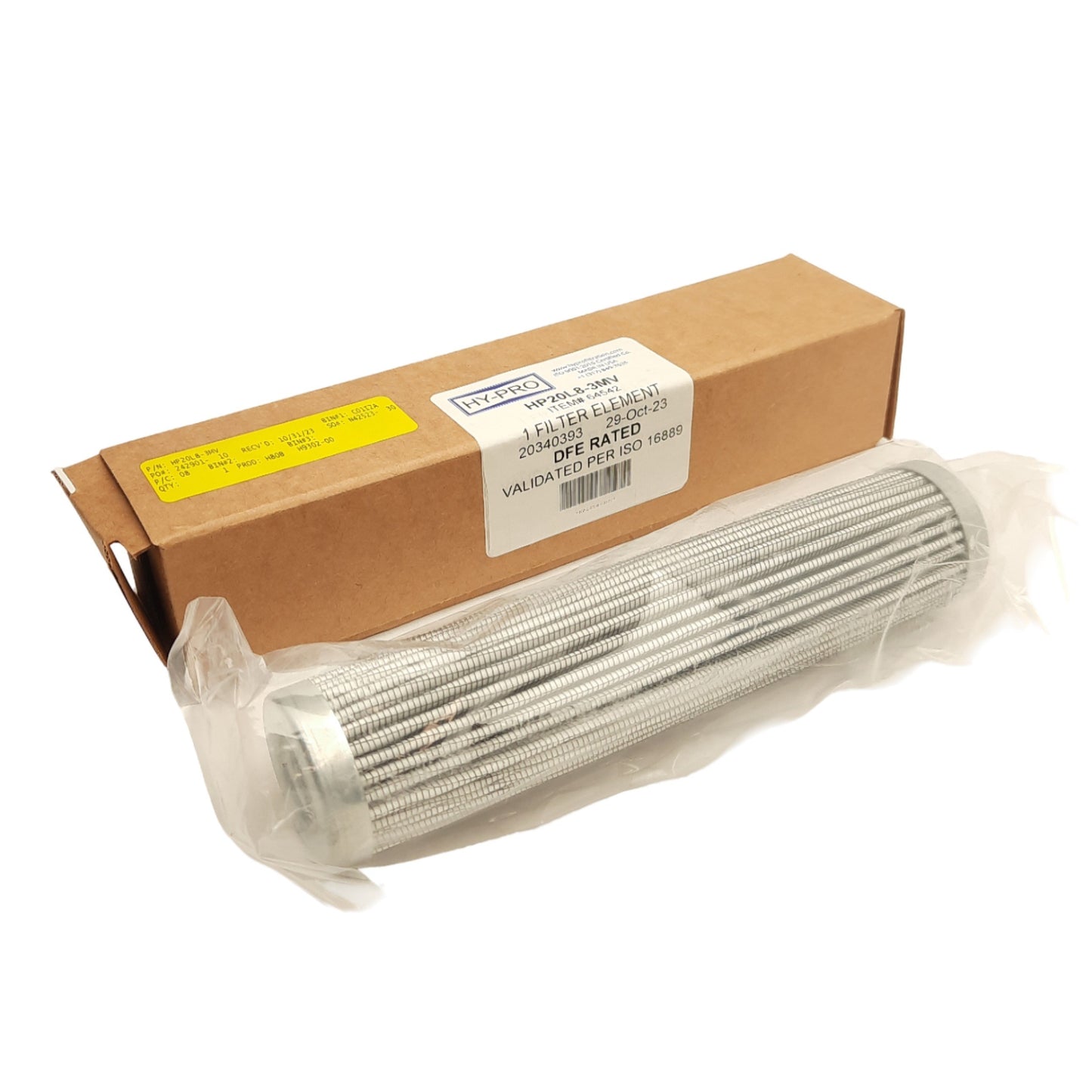 New Hy-Pro HP20L8-3MV Filter Element 0.98 ID, ø1.76 x 8.26in Length, 3µm Filtration