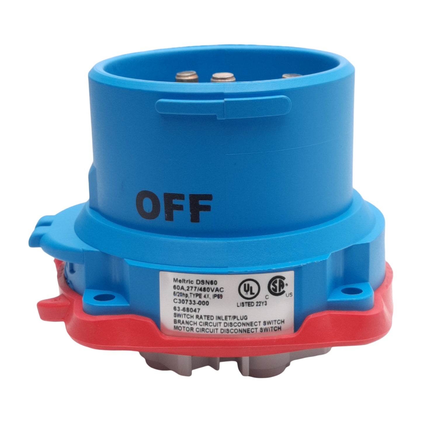 New Meltric 63-68047 DSN60 Inlet/Plug, 3P+N+G, 3-Phase 480Y/277VAC 60A, 20/5HP