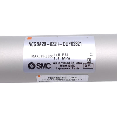 New SMC NCGBA20-0325-DUP02821 Cylinder, ø3/4in Bore, 3.25in Stroke, 1/8NPT, 1.0MPa