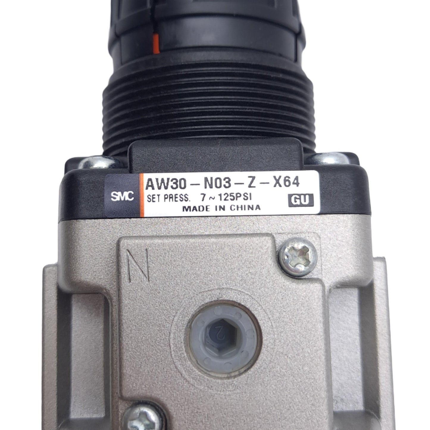 New SMC AW30-N03-Z-X64 Filter Regulator, 3/8 NPT, 43cm³ Drain, 7-125PSI Set, 1.0 MPa