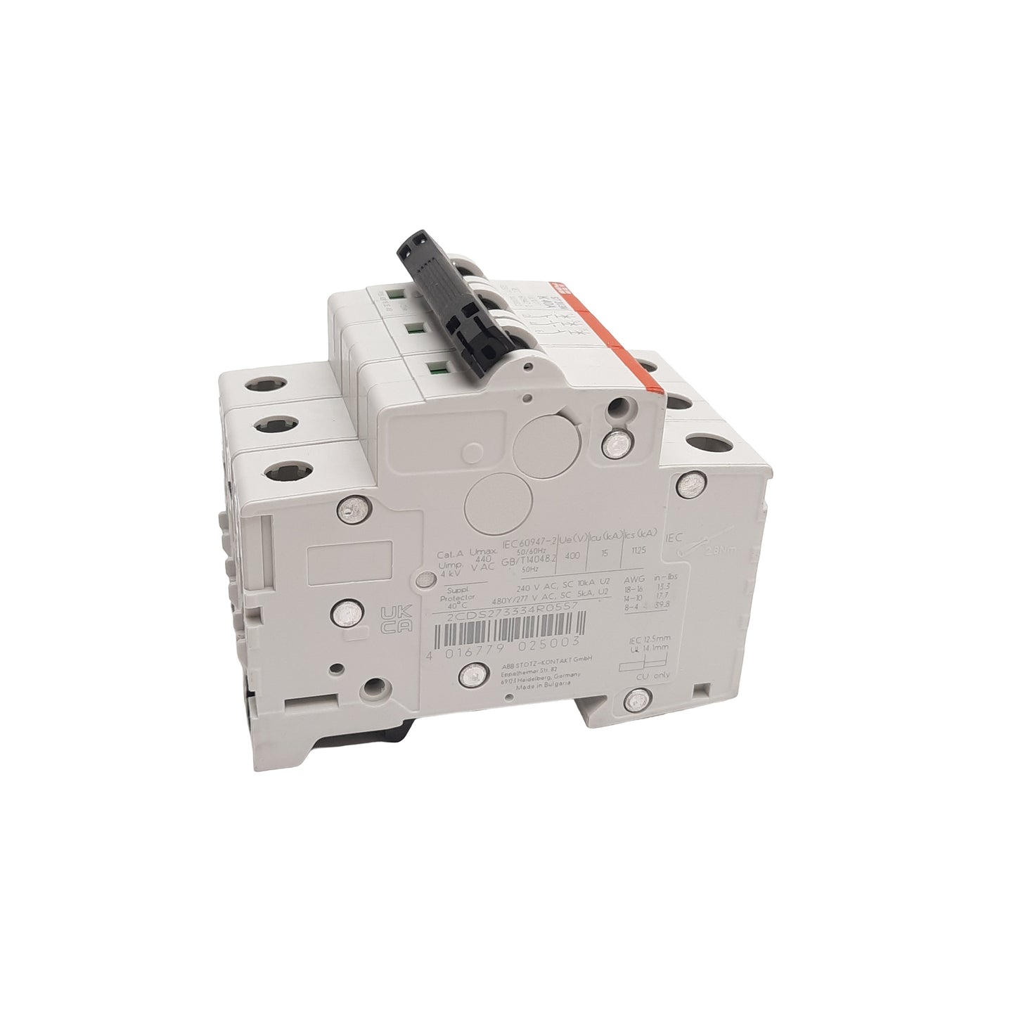 New ABB ST203M-K40 Miniature Circuit Breaker, 3-Pole, 40A, 480Y/277VAC, DIN Rail