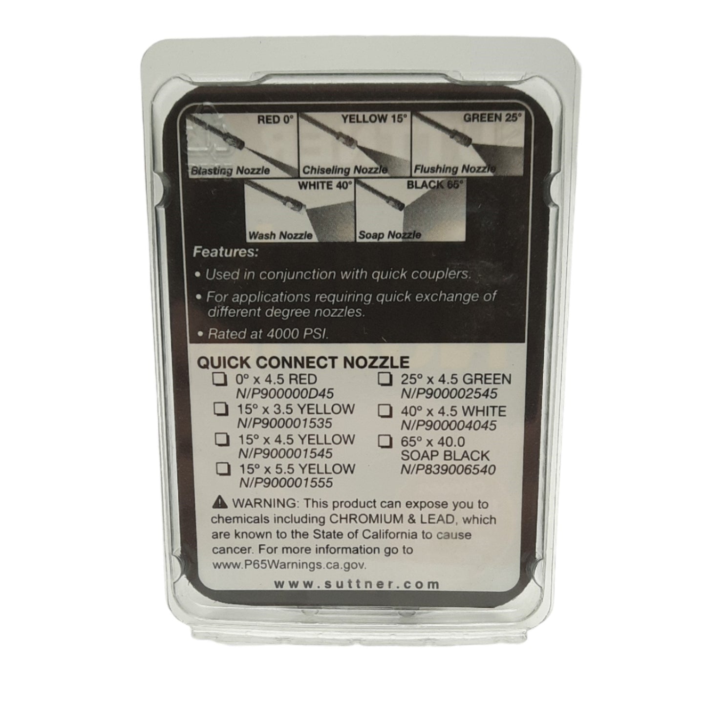 New Lot of 2 Suttner P900001545 Quick Nozzle, Yellow, 1/4in Male Plug, 15 Deg