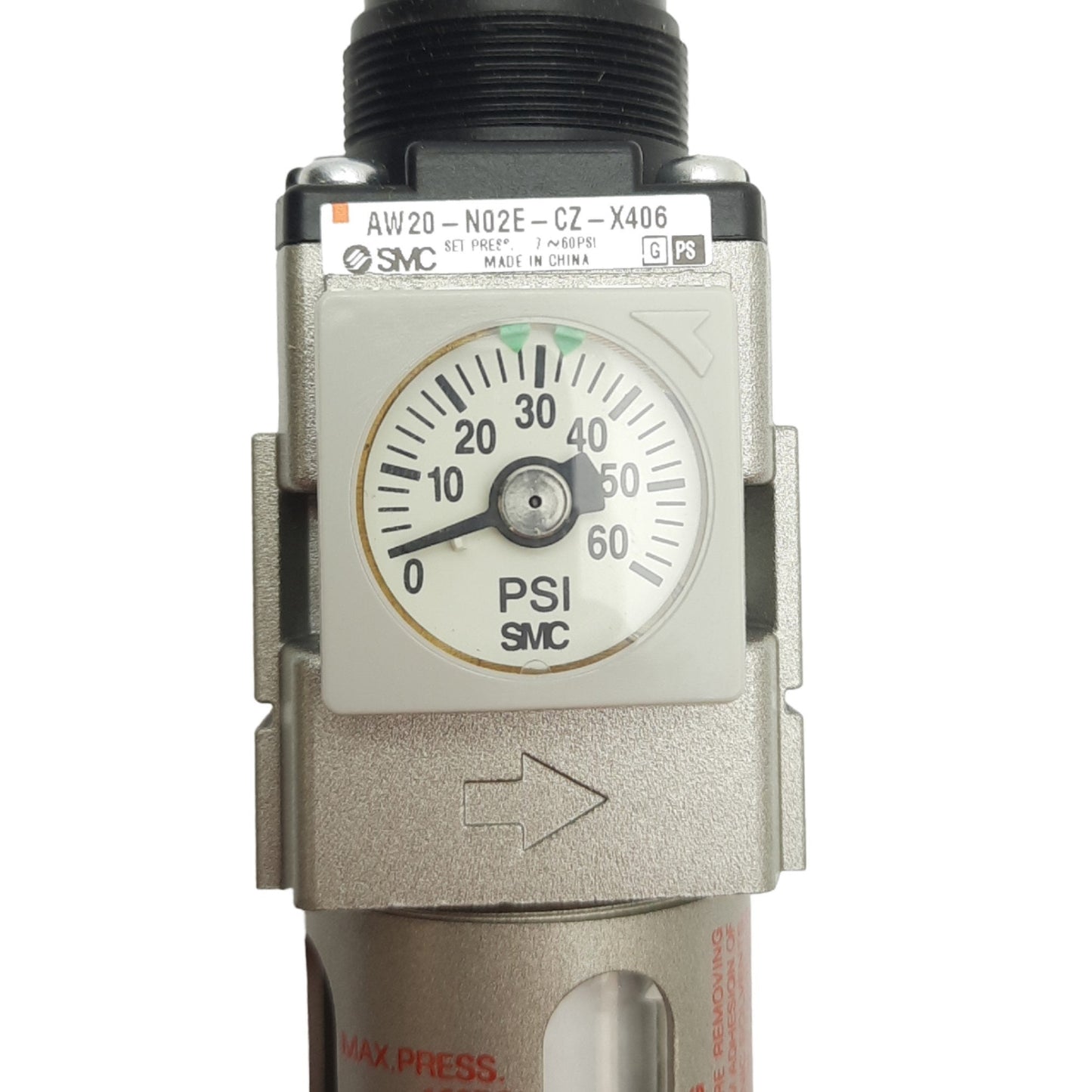New SMC AW20-N02BE-CZ-X406 Filter Regulator, 1/4in NPT, 1.0MPa, 0.05 to 0.85MPa