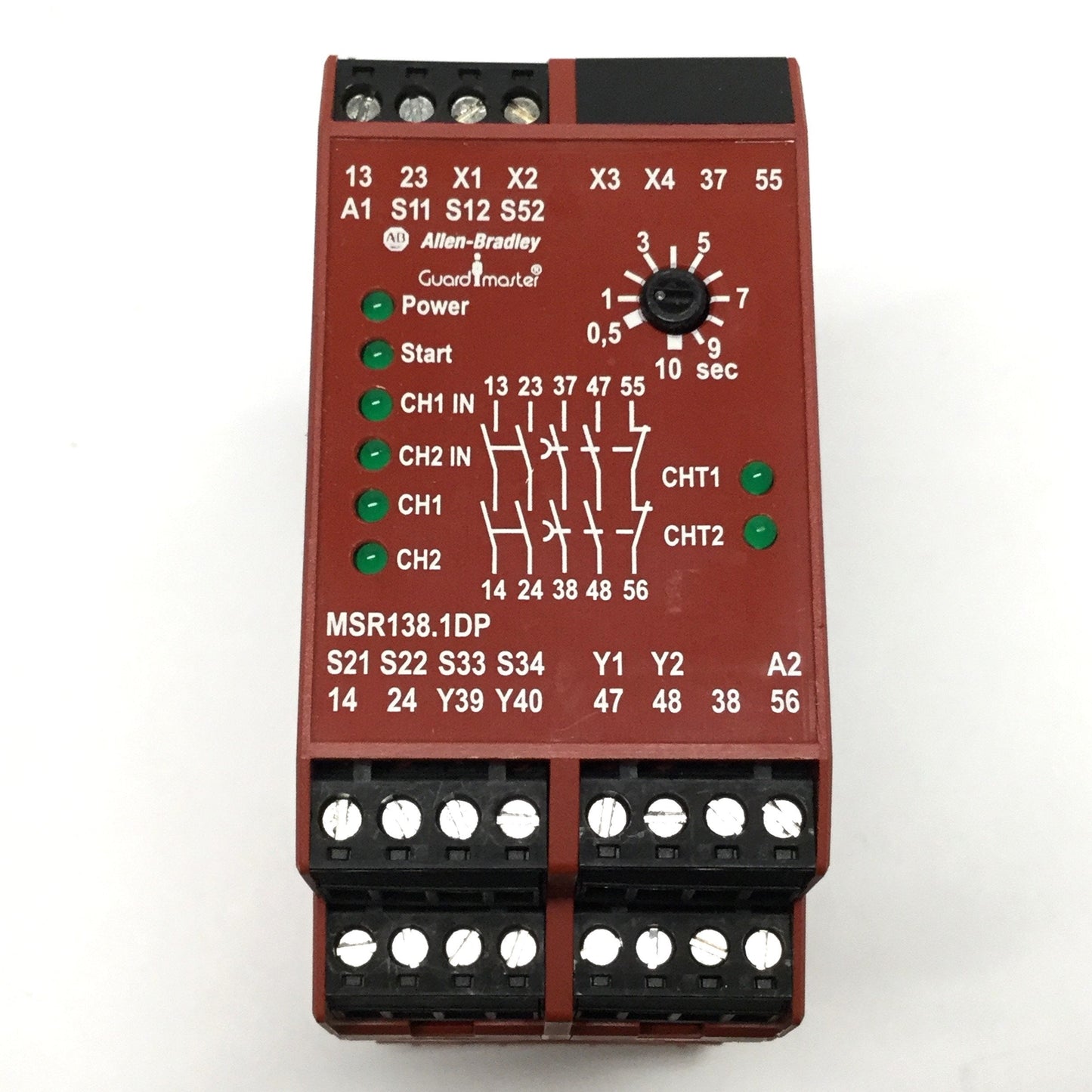 Used Allen Bradley MSR138.1DP Guardmaster Safety Relay w/Delayed Outputs 24V AC/DC