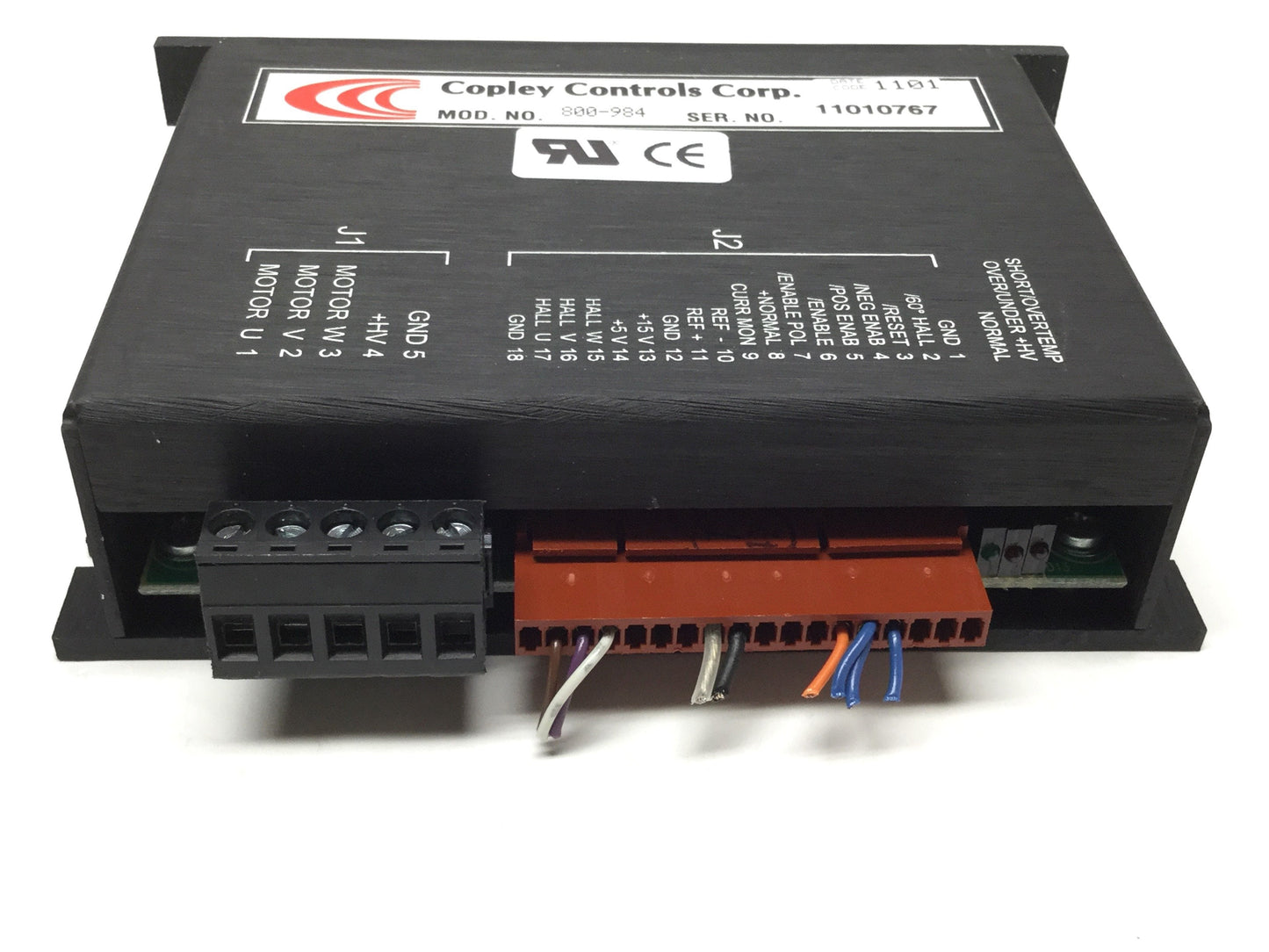 Used Copley Controls 800-984 DC Brushless PWM Servo Amplifier Drive, 18-55VDC, 5A